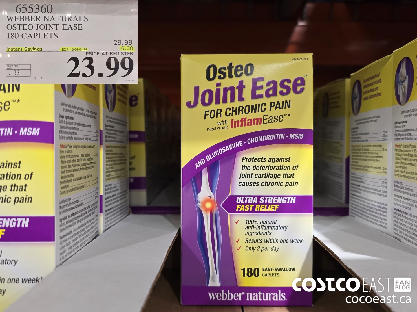 655360 WEBBER NATURALS OSTEO JOINT EASE 180 CAPLETS ($6.00 INSTANT SAVINGS EXPIRES ON 2024-04-14) $23.99