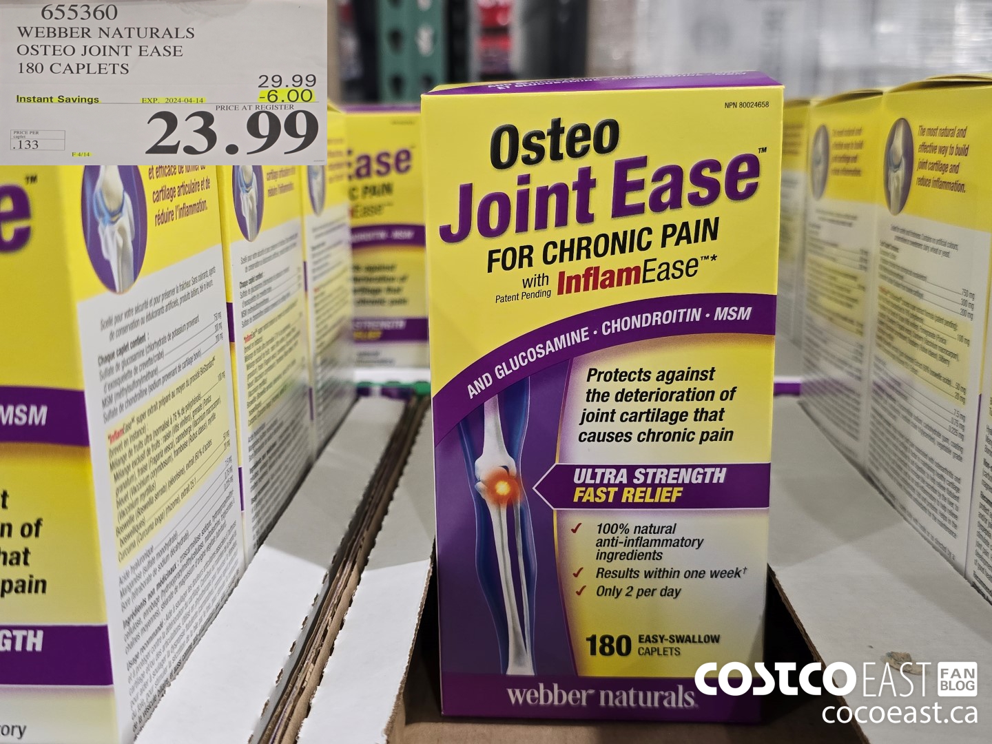655360 WEBBER NATURALS OSTEO JOINT EASE 180 CAPLETS ($6.00 INSTANT SAVINGS EXPIRES ON 2024-04-14) $23.99