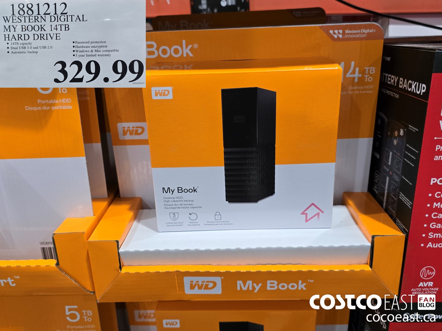 1881212 WESTERN DIGITAL MY BOOK 14TB HARD DRIVE $329.99