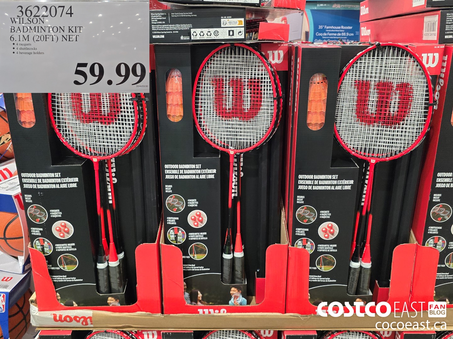 3622074 WILSON BADMINTON KIT 6.1 M (20FT) NET $59.99