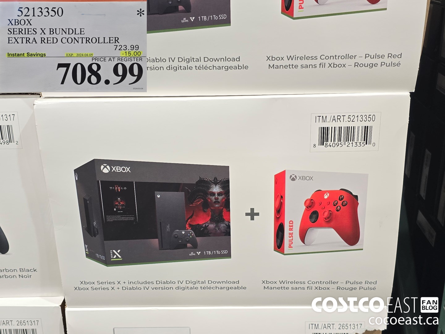 5213350 XBOX SERIES X BUNDLE EXTRA RED CONTROLLER ($15.00 INSTANT SAVINGS EXPIRES ON 2024-04-05) $708.99