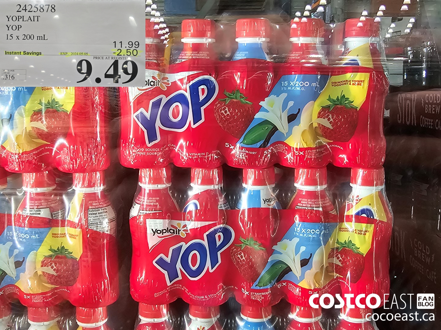 2425878 YOPLAIT YOP 15 x 200 ml ($2.50 INSTANT SAVINGS EXPIRES ON 2024-05-05) $9.49