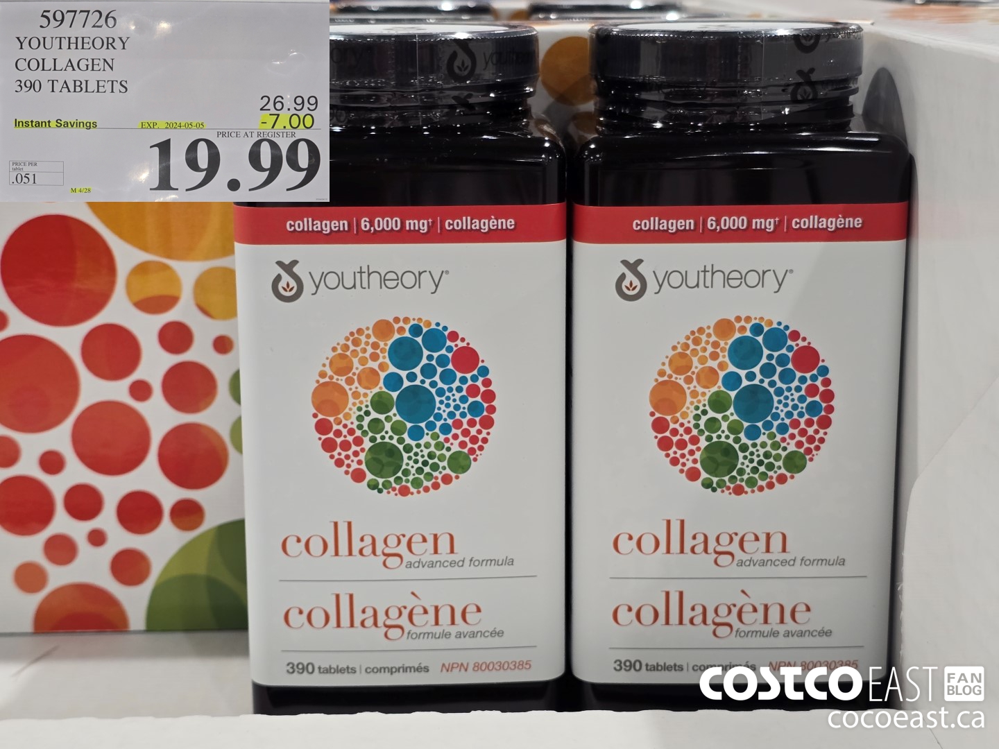 597726 YOUTHEORY COLLAGEN 390 TABLETS ($7.00 INSTANT SAVINGS EXPIRES ON 2024-05-05) $19.99
