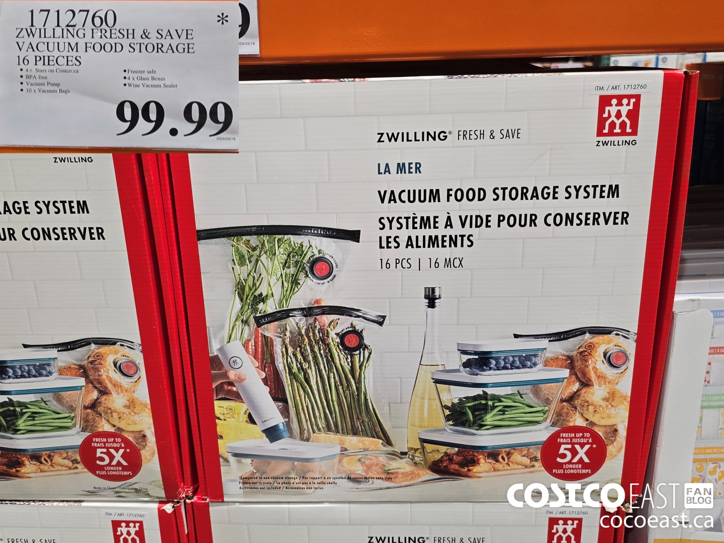 1712760 ZWILLING FRESH & SAVE VACUUM FOOD STORAGE 16 PIECES $99.99