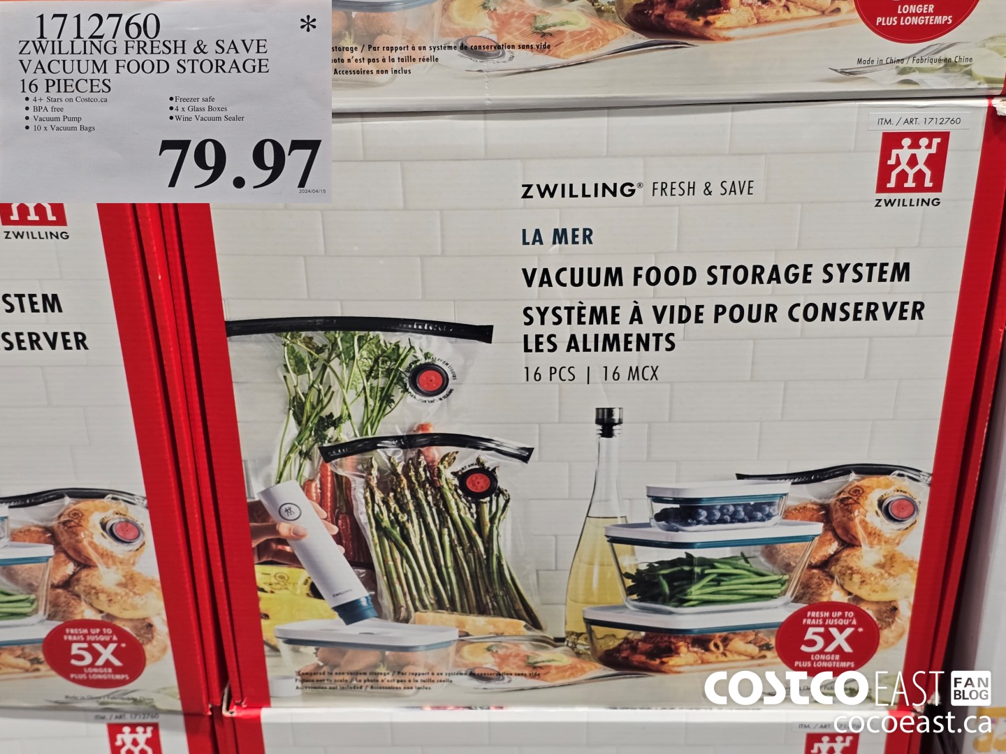 1712760 ZWILLING FRESH & SAVE VACUUM FOOD STORAGE 16 PIECES $79.97