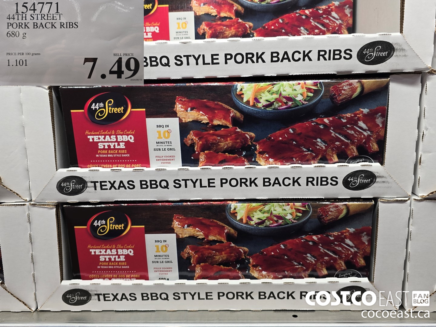 154771 44TH STREET PORK BACK RIBS 680 G $7.49