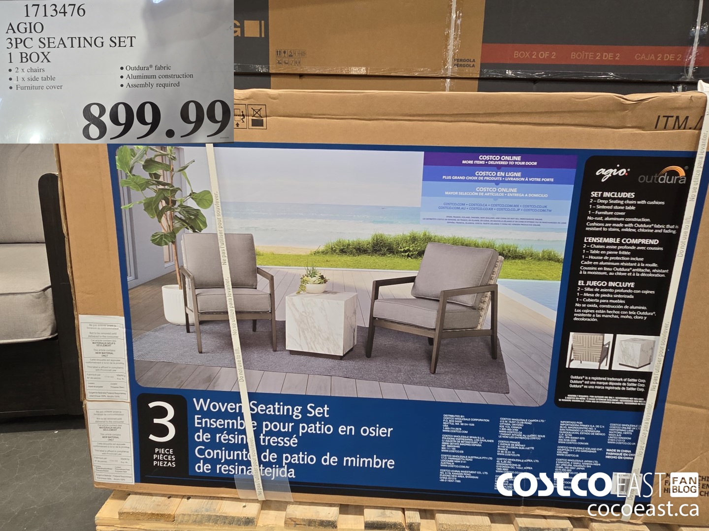 1713476 AGIO 3PC SEATING SET 1 BOX $899.99