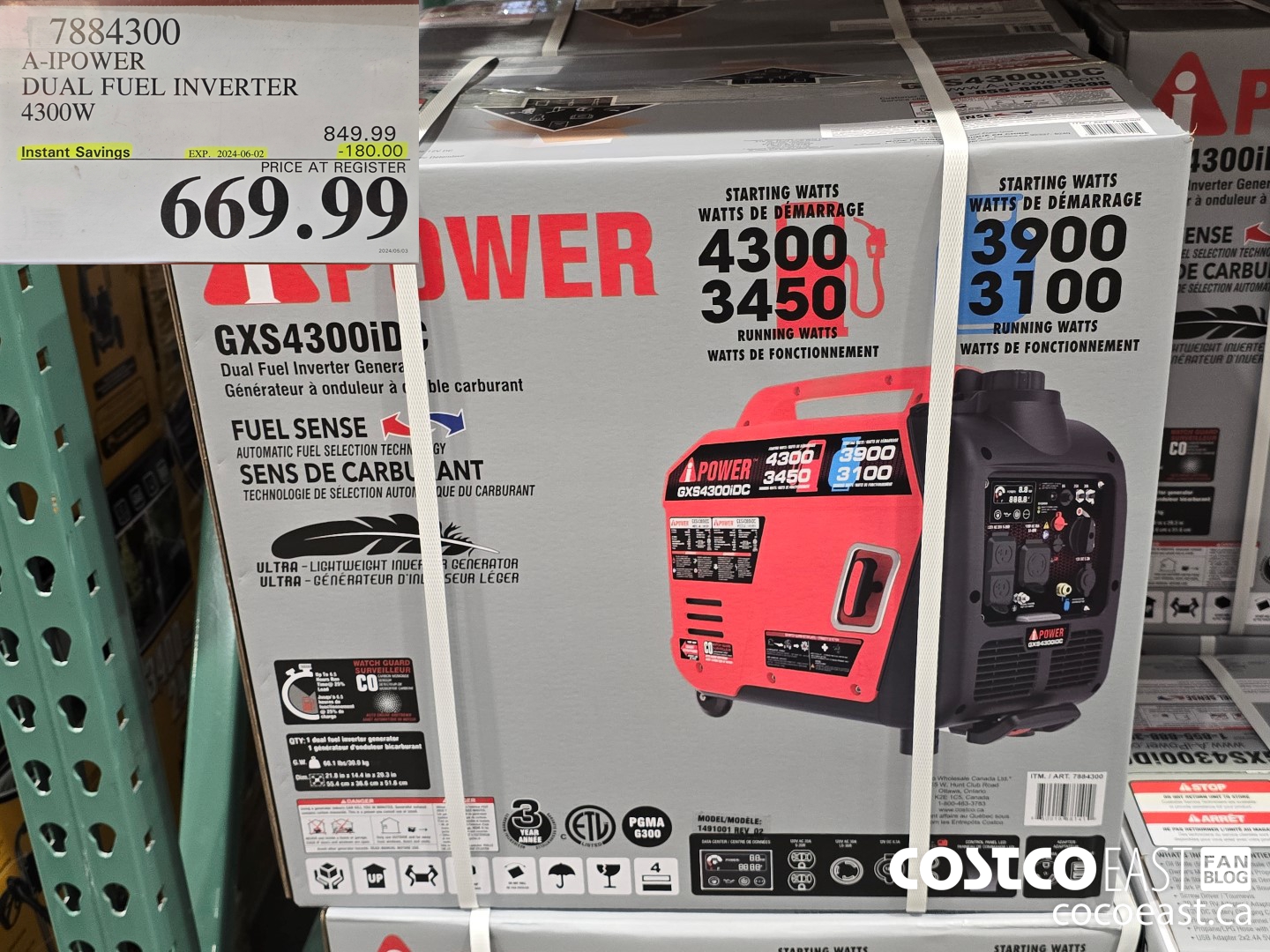 7884300 A-IPOWER DUAL FUEL INVERTER 4300W ($180.00 INSTANT SAVINGS EXPIRES ON 2024-06-02) $669.99
