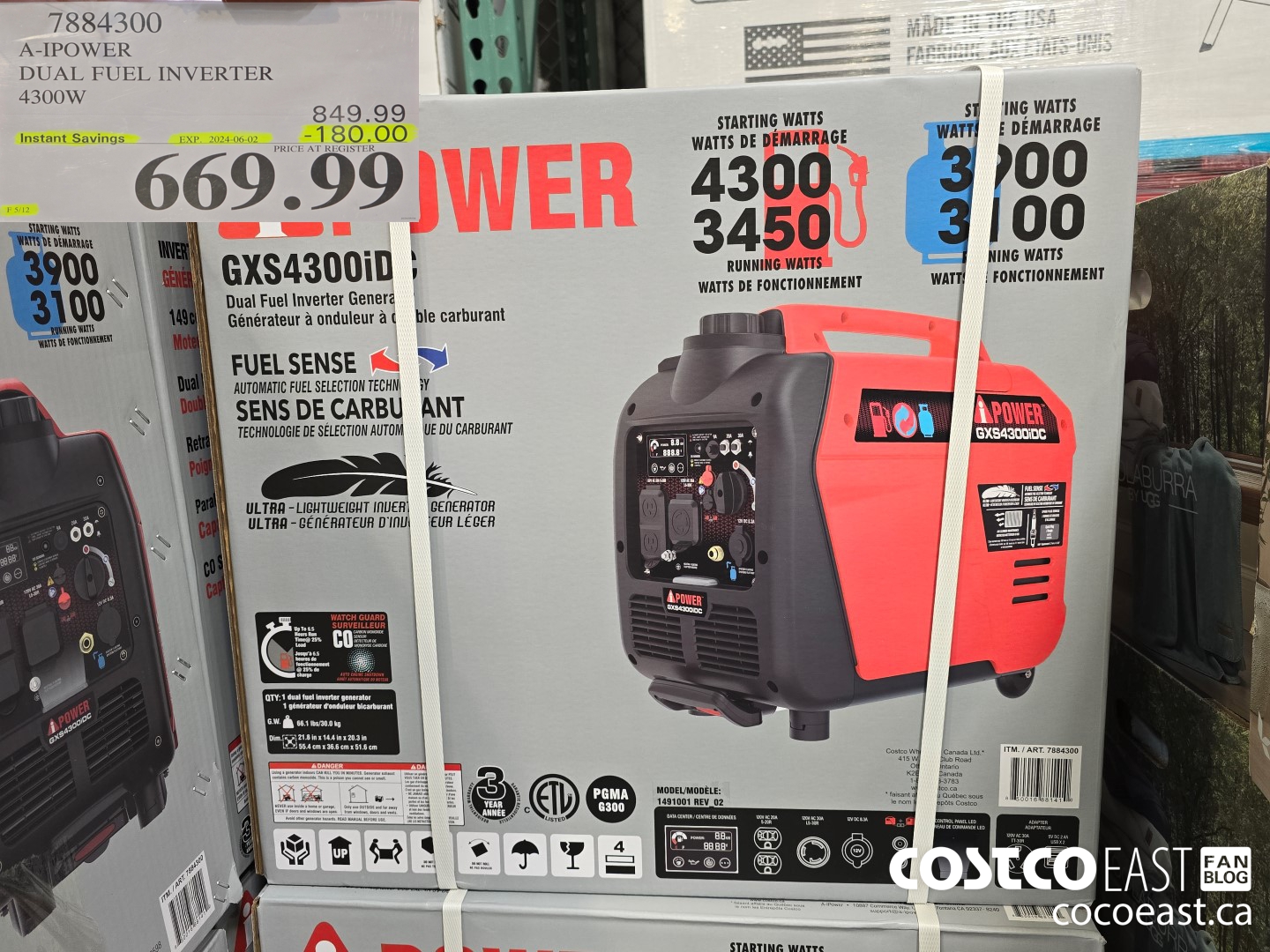 7884300 A-IPOWER DUAL FUEL INVERTER 4300W ($180.00 INSTANT SAVINGS EXPIRES ON 2024-06-02) $669.99