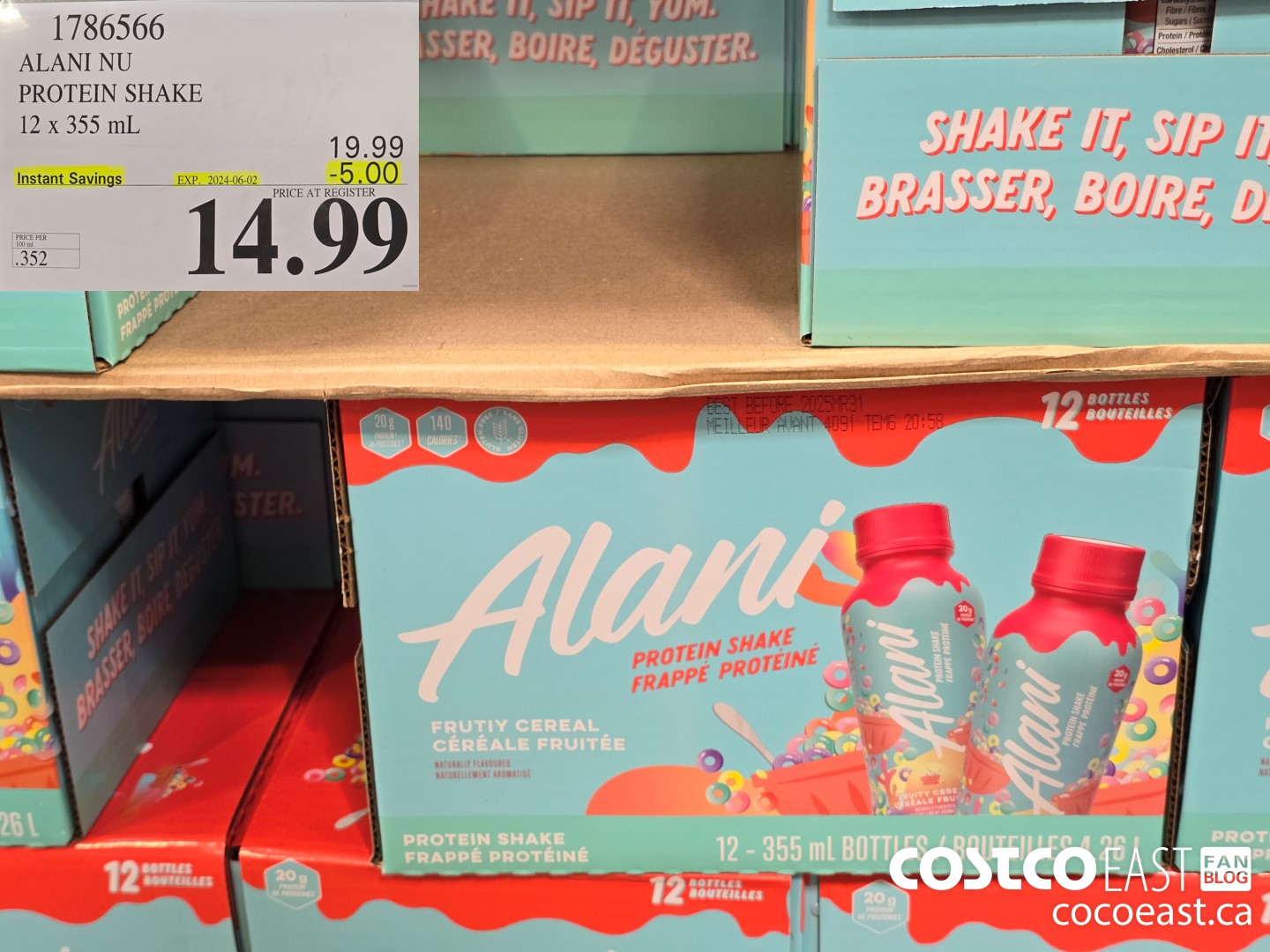 1786566 ALANI NU PROTEIN SHAKE 12 X 355 ML ($5.00 INSTANT SAVINGS EXPIRES ON 2024-06-02) $14.99