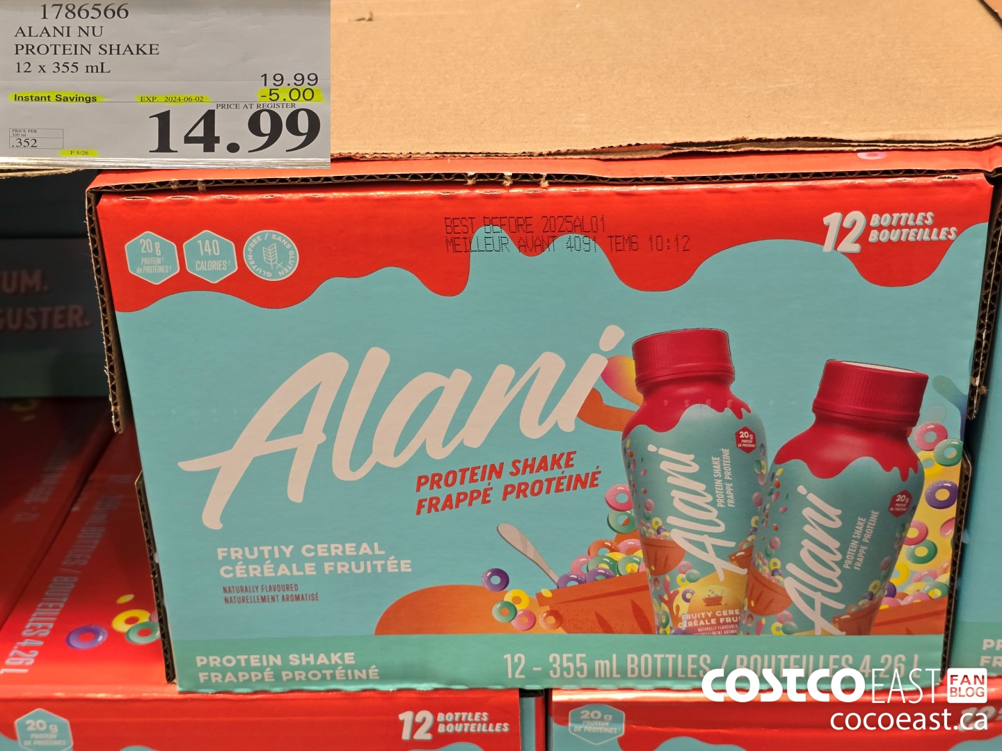 1786566 ALANI NU PROTEIN SHAKE 12 X 355 ML ($5.00 INSTANT SAVINGS EXPIRES ON 2024-06-02) $14.99