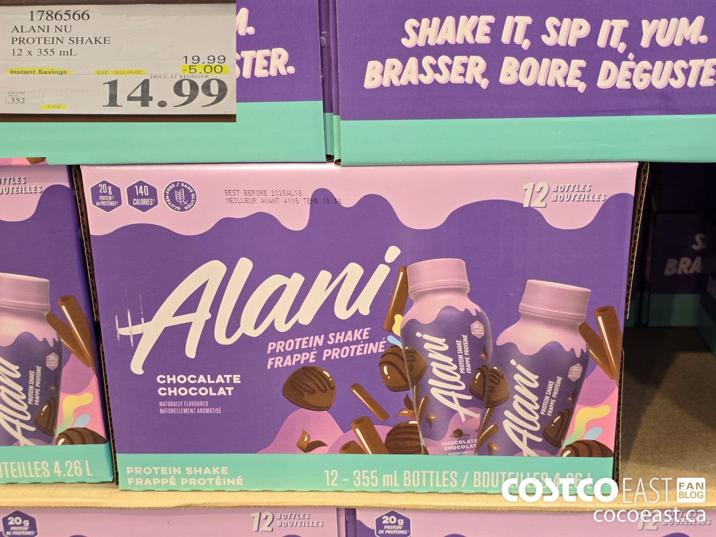 1786566 ALANI NU PROTEIN SHAKE 12 X 355 ML ($5.00 INSTANT SAVINGS EXPIRES ON 2024-06-02) $14.99