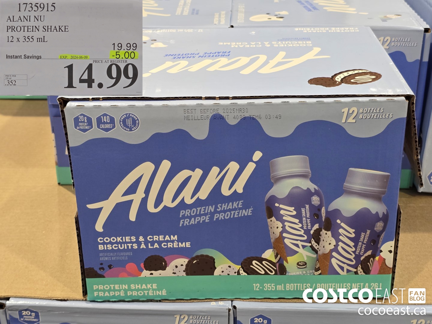 1735915 ALANI NU PROTEIN SHAKE 12 X 355 ML ($5.00 INSTANT SAVINGS EXPIRES ON 2024-06-02) $14.99