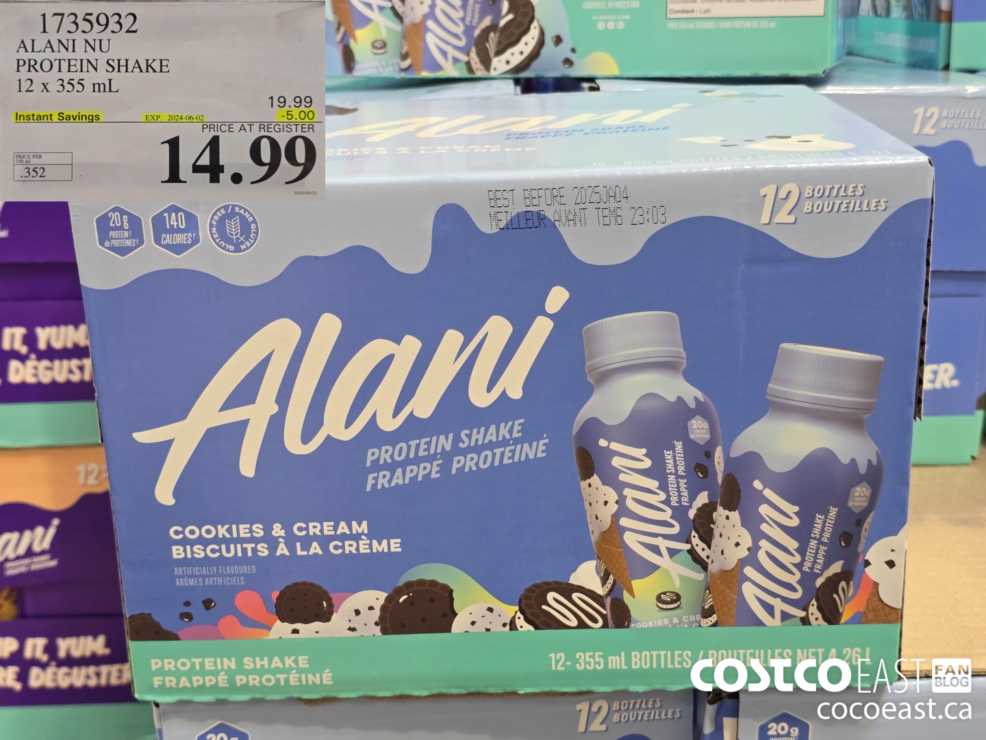 1735932 ALANI NU PROTEIN SHAKE 12 x 355 mL ($5.00 INSTANT SAVINGS EXPIRES ON 2024-06-02) $14.99