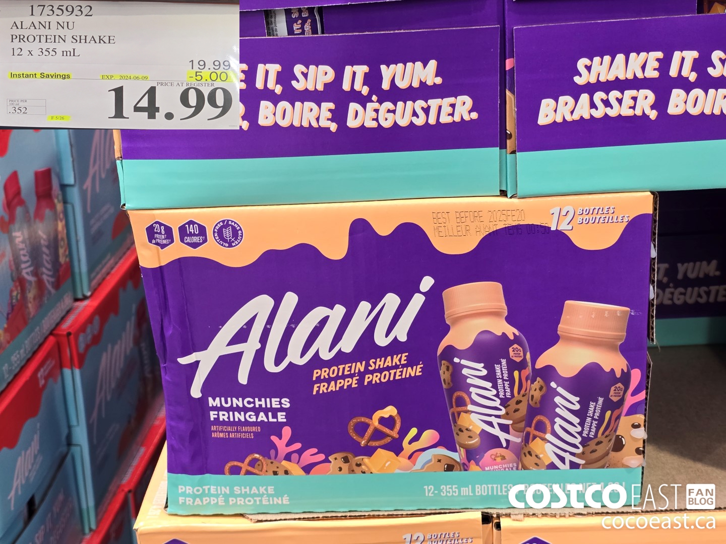 1735932 ALANI NU PROTEIN SHAKE 12 x 355 mL ($5.00 INSTANT SAVINGS EXPIRES ON 2024-06-02) $14.99