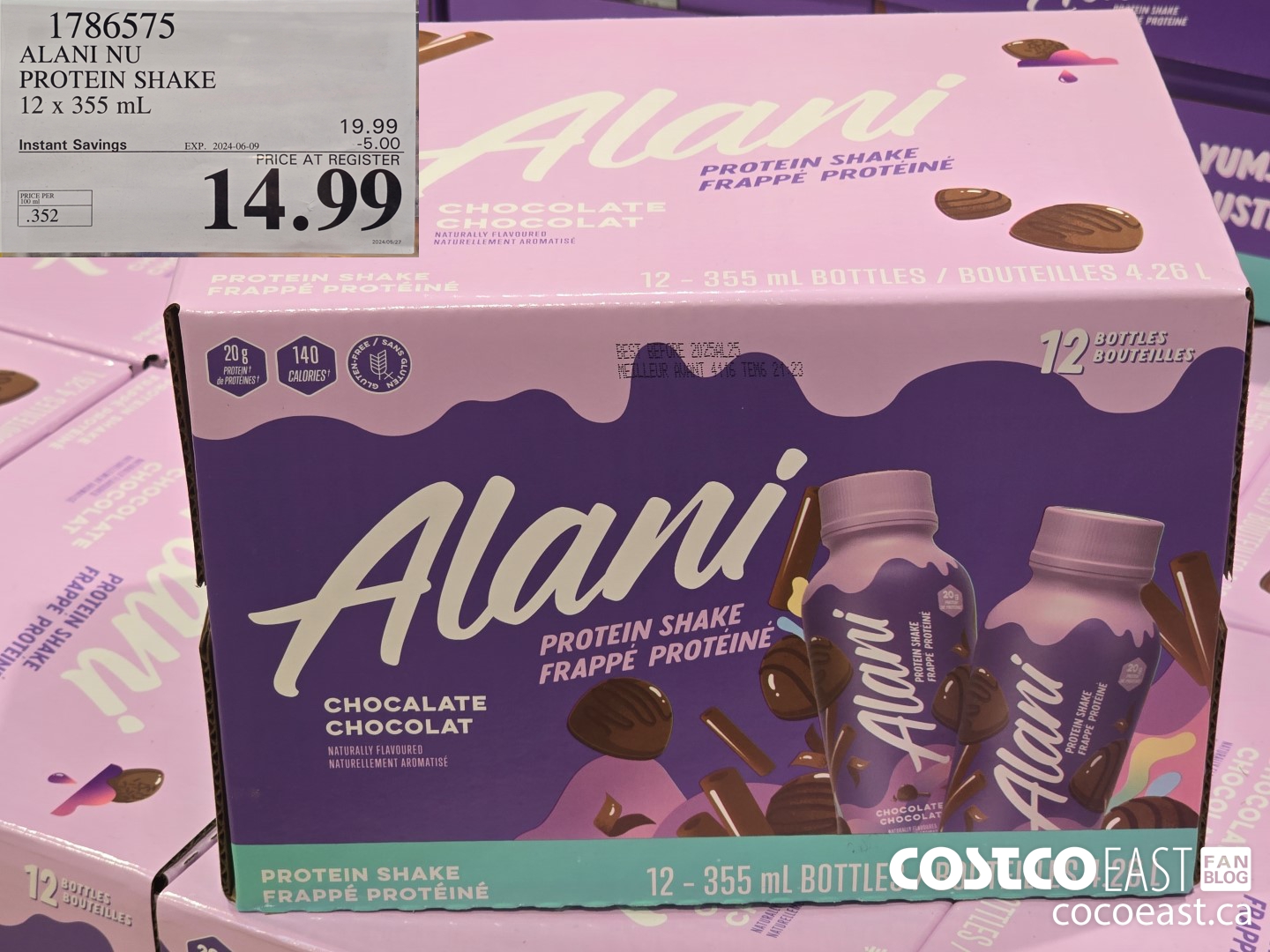 1786575 ALANI NU PROTEIN SHAKE 12 x 355 mL ($5.00 INSTANT SAVINGS EXPIRES ON 2024-06-09) $14.99