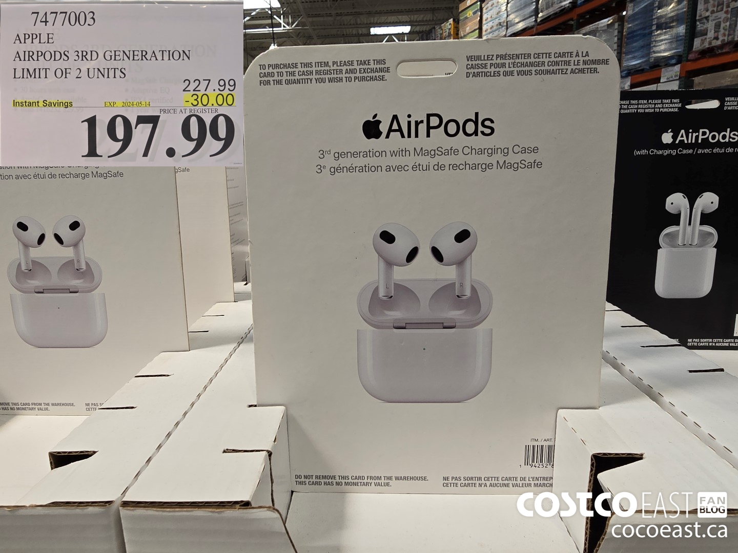 7477003 APPLE AIRPODS 3RD GENERATION LIMIT OF 2 UNITS ($30.00 INSTANT SAVINGS EXPIRES ON 2024-05-14) $197.99