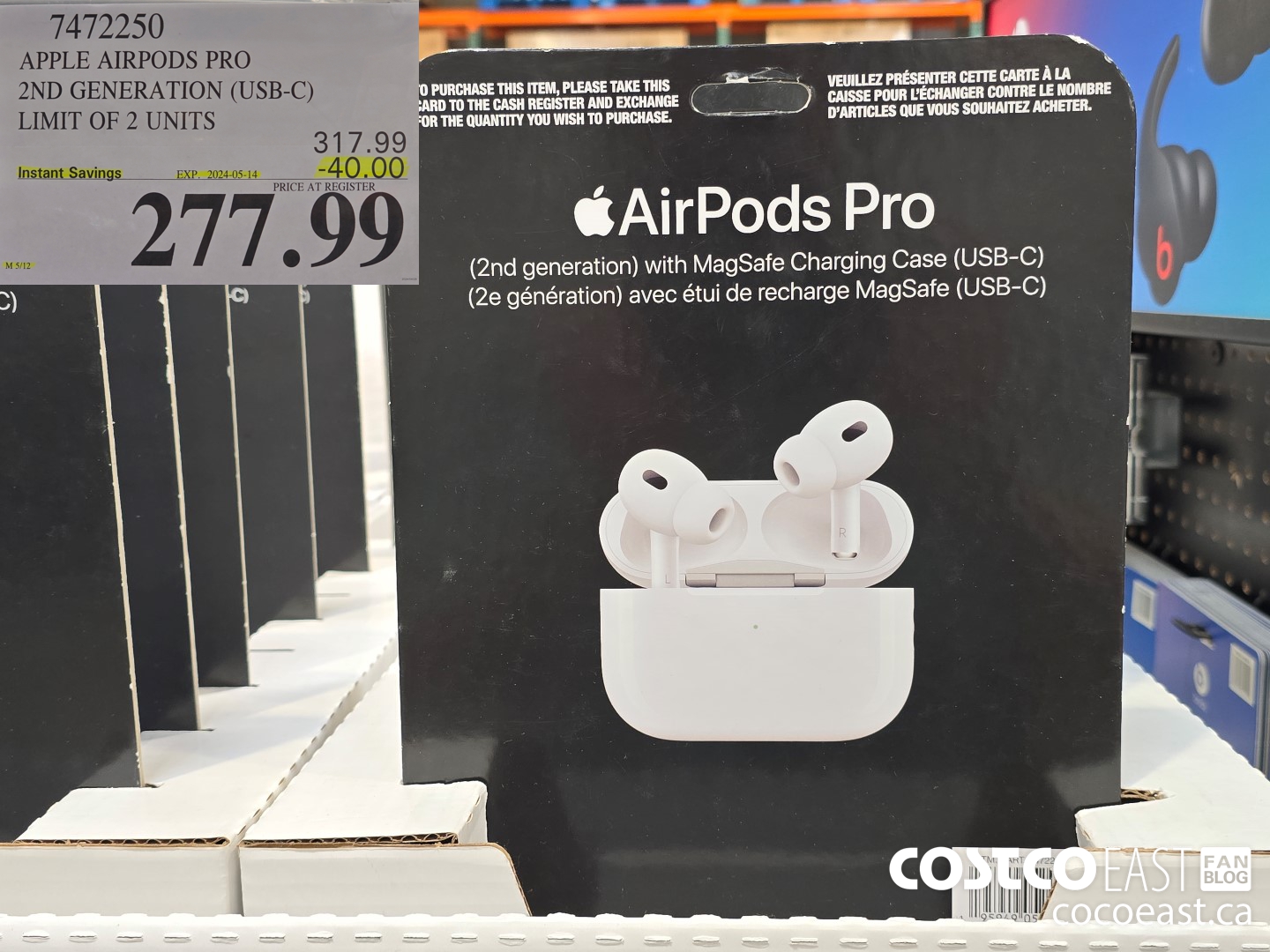 7472250 APPLE AIRPODS PRO 2ND GENERATION (USB-C) LIMIT OF 2 UNITS ($40.00 INSTANT SAVINGS EXPIRES ON 2024-05-14) $277.99