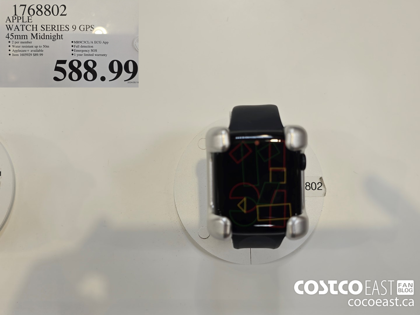 1768802 APPLE WATCH SERIES 9 GPS 45mm Midnight $588.99