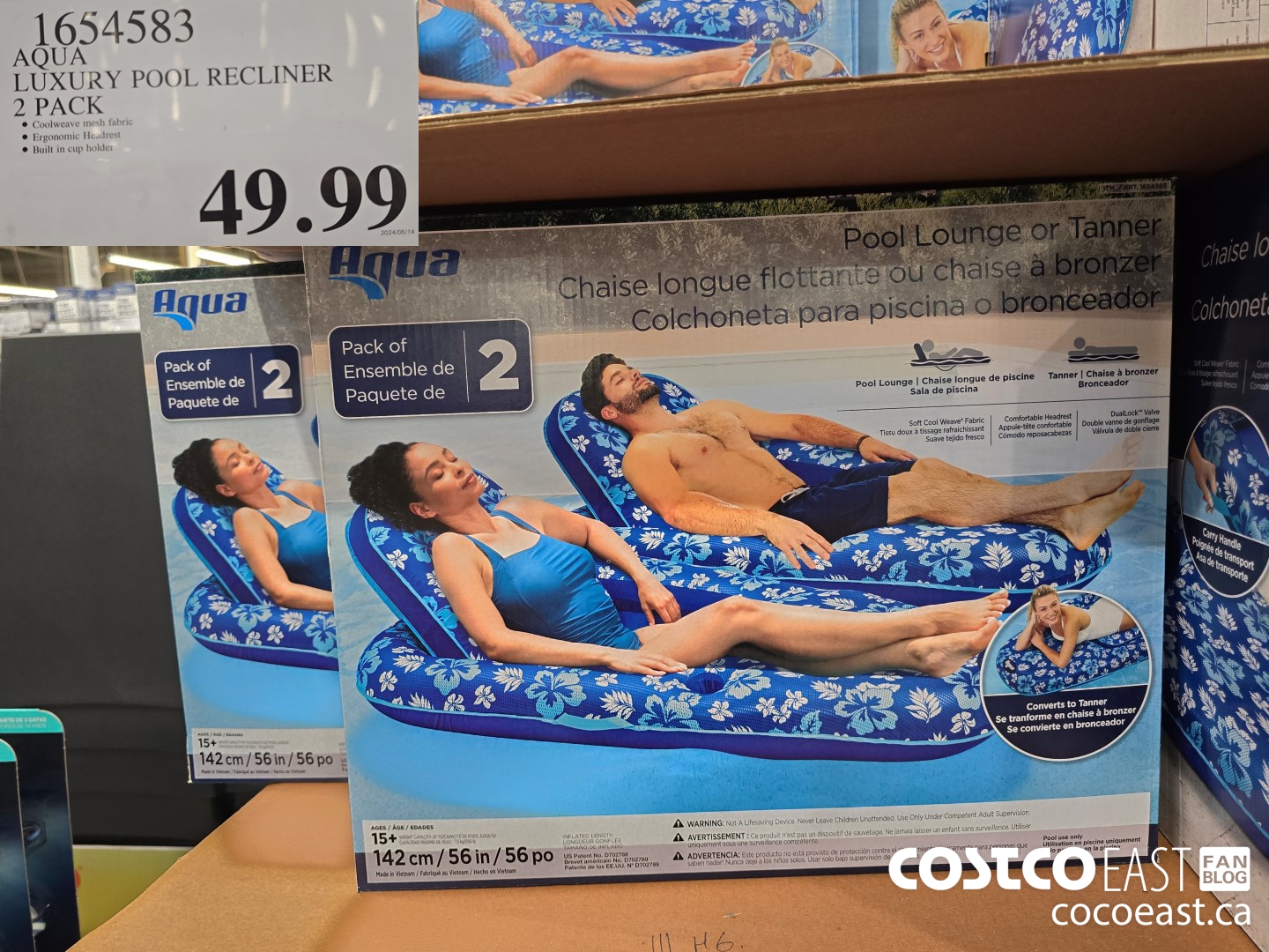 1654583 AQUA LUXURY POOL RECLINER 2 PACK $49.99