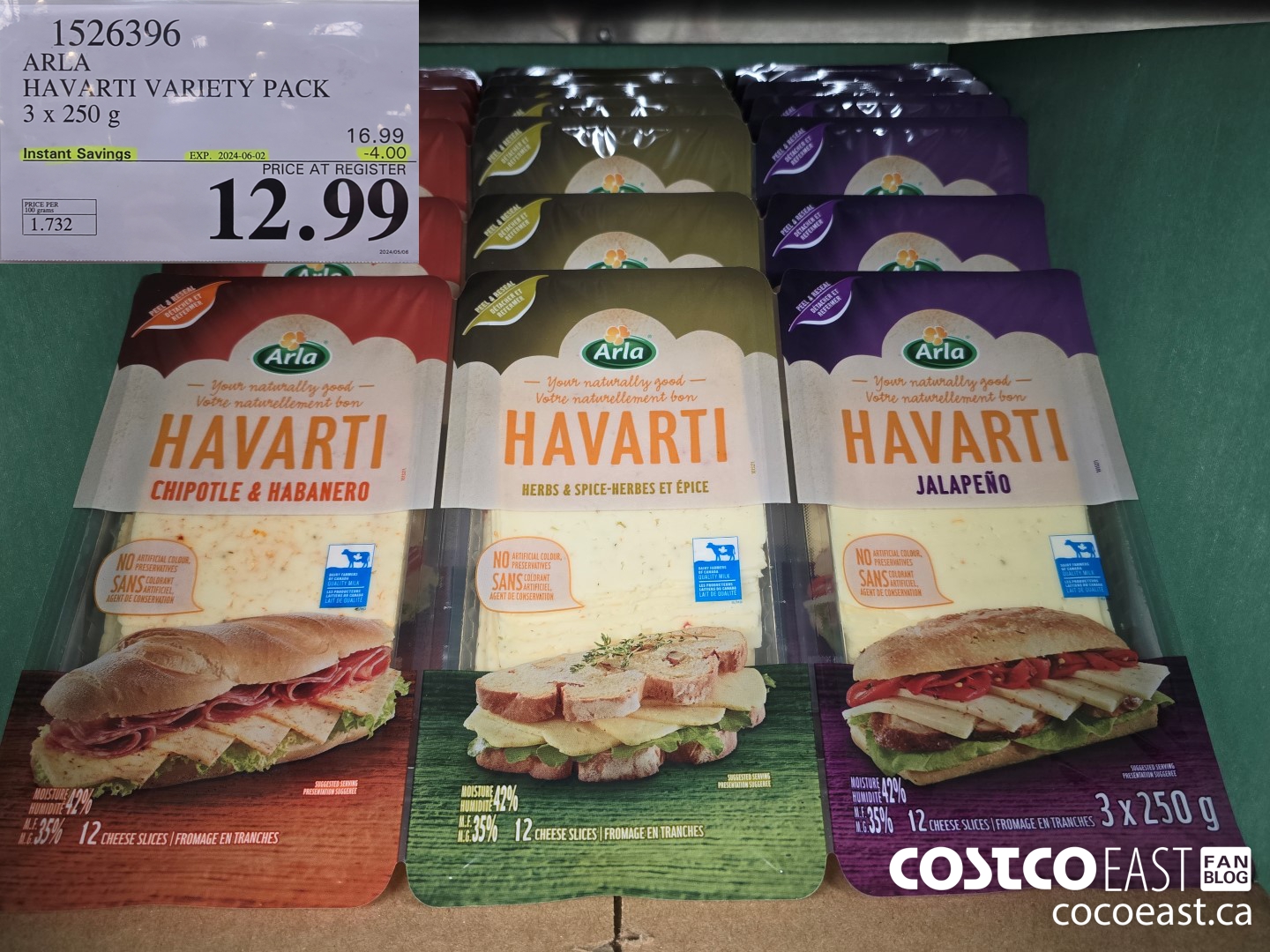 1526396 ARLA HAVARTI VARIETY PACK 3 x 250 g ($4.00 INSTANT SAVINGS EXPIRES ON 2024-06-02) $12.99