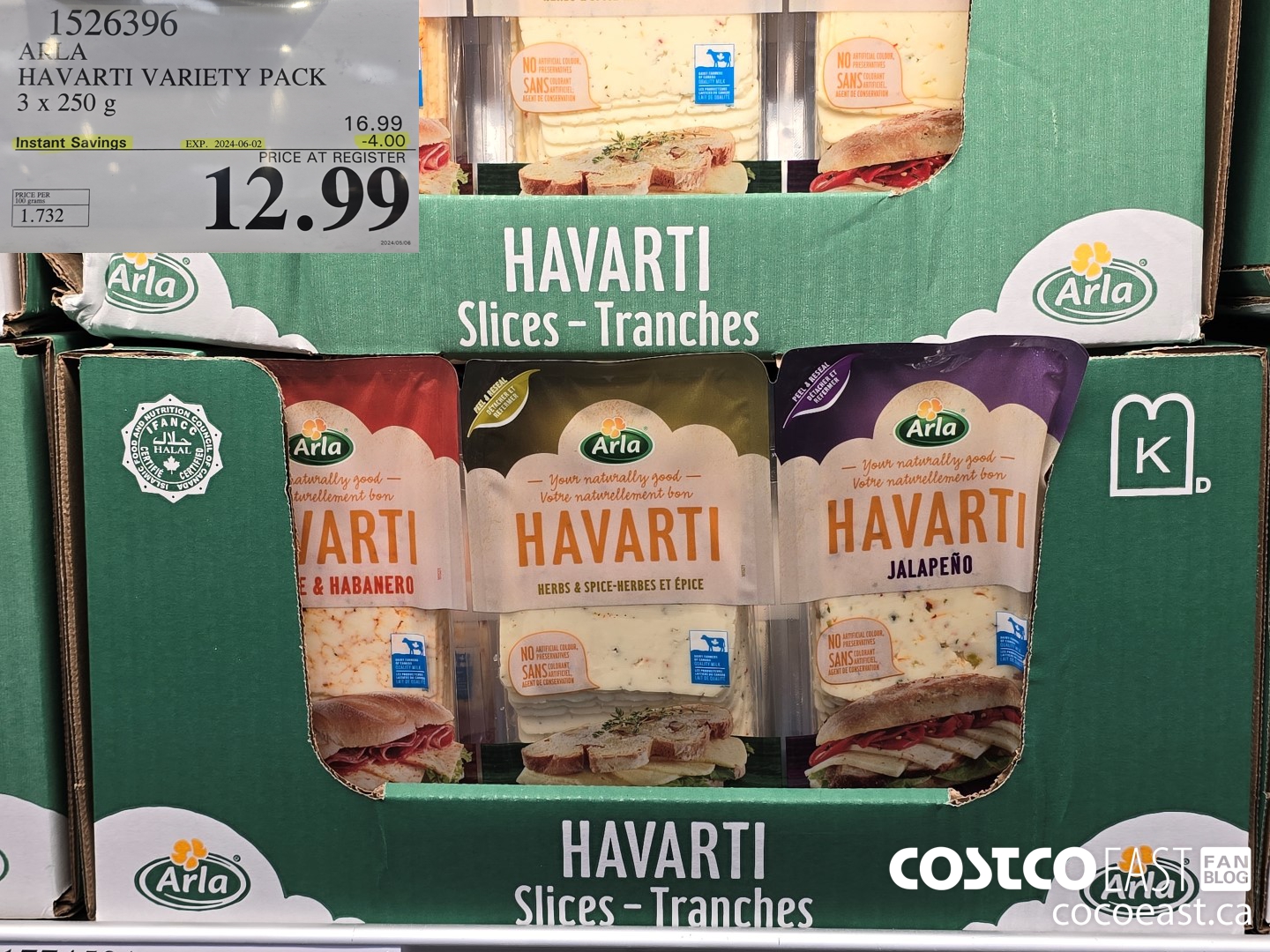 1526396 ARLA HAVARTI VARIETY PACK 3 x 250 g ($4.00 INSTANT SAVINGS EXPIRES ON 2024-06-02) $12.99