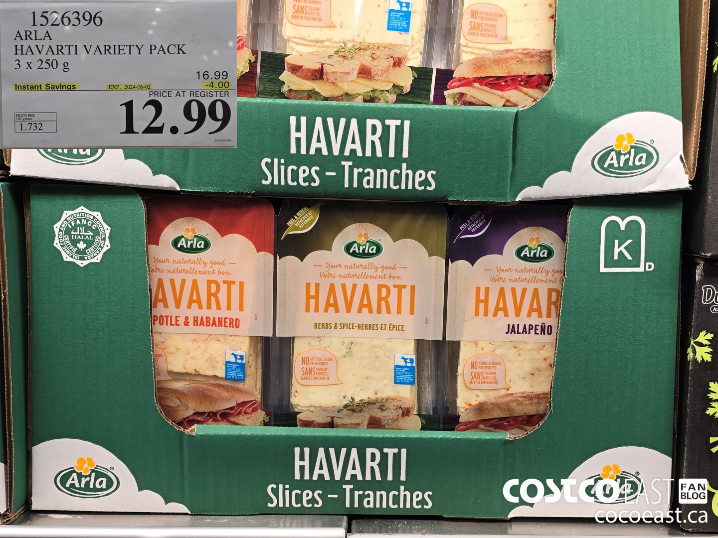 1526396 ARLA HAVARTI VARIETY PACK 3 x 250 g ($4.00 INSTANT SAVINGS EXPIRES ON 2024-06-02) $12.99