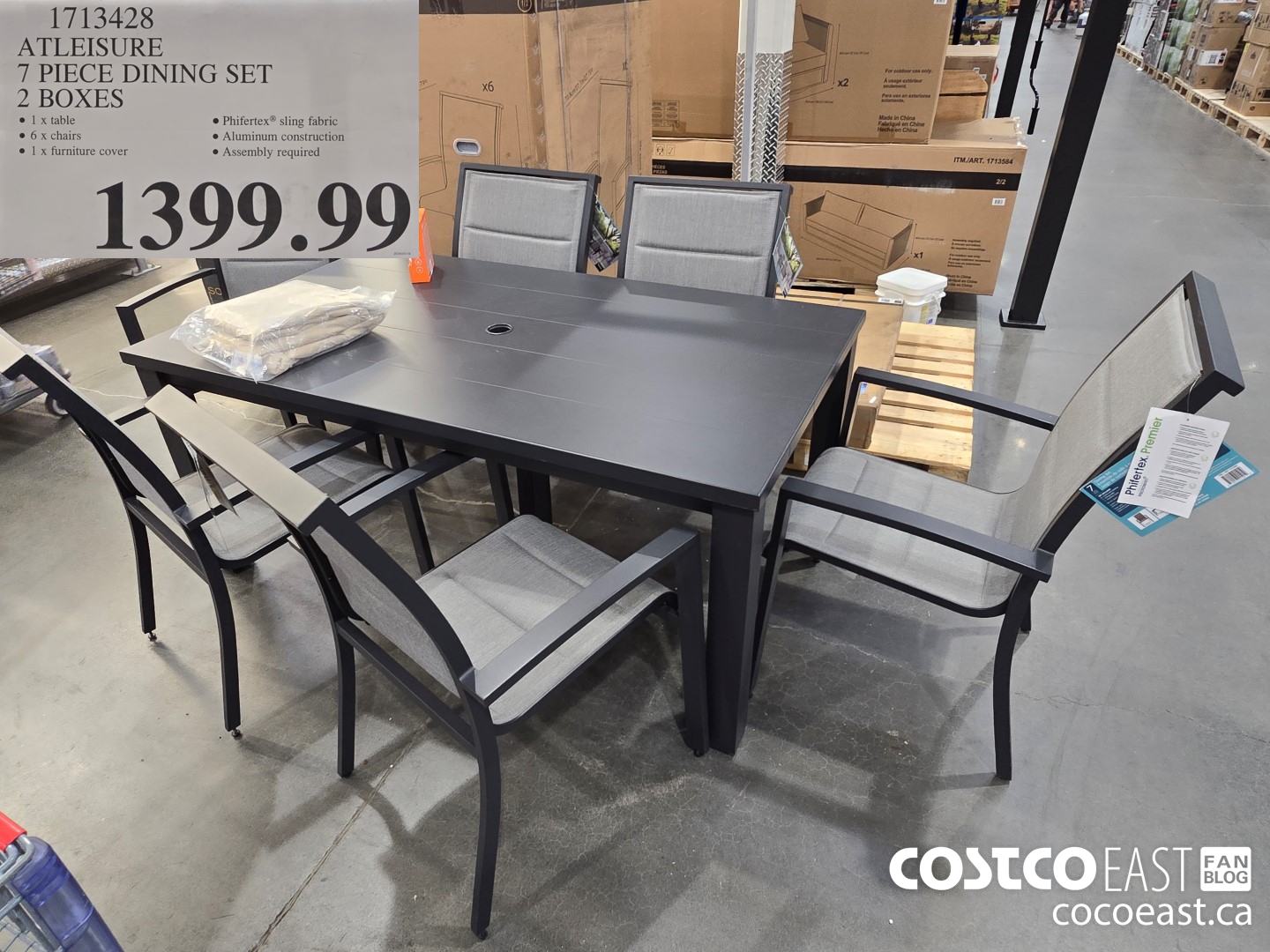 1713428 ATLEISURE 7 PIECE DINING SET 2 BOXES $1399.99