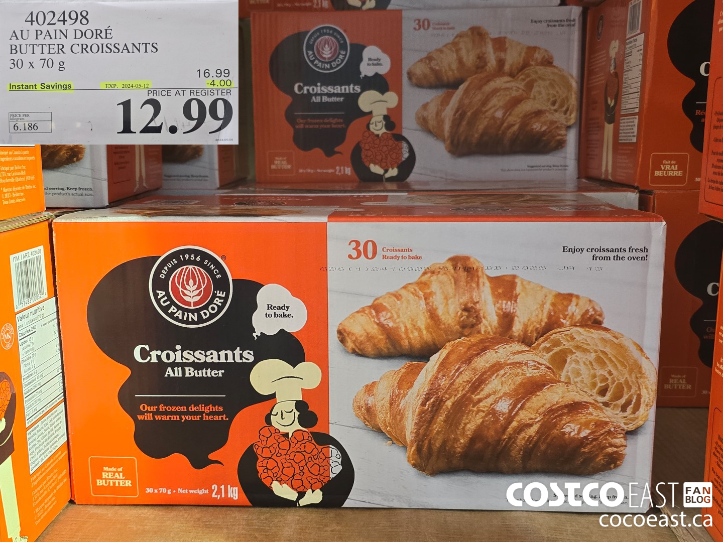 402498 AU PAIN DORE BUTTER CROISSANTS 30 X 70 G ($4.00 INSTANT SAVINGS EXPIRES ON 2024-05-12) $12.99