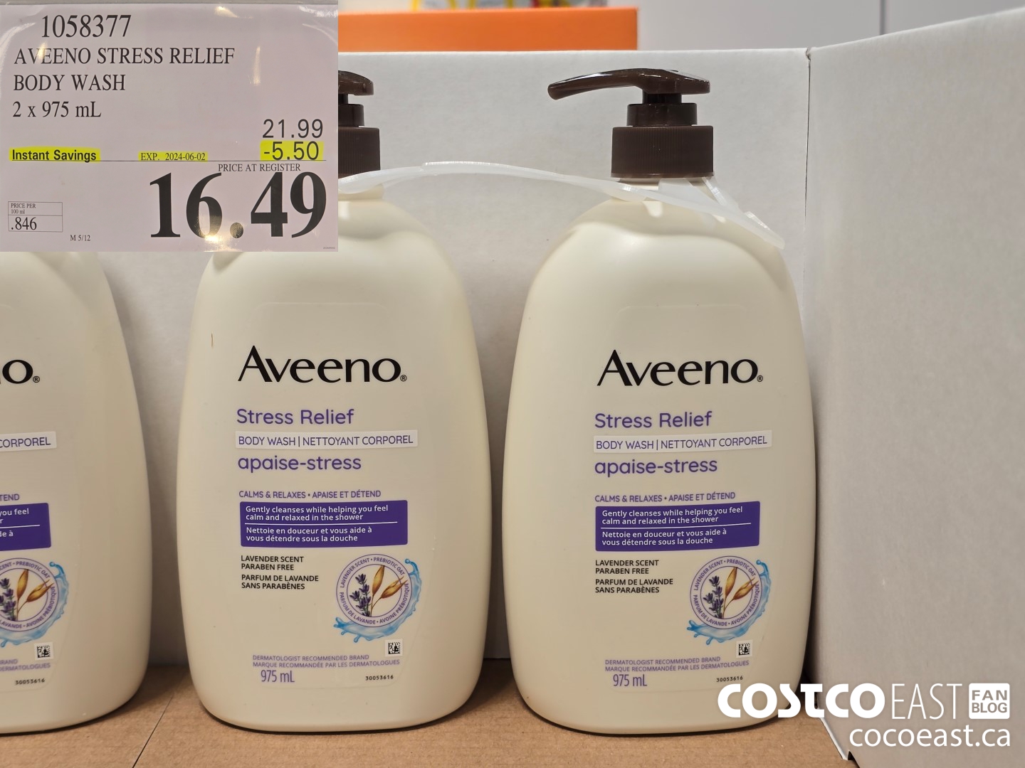 1058377 AVEENO BODY WASH 2 x 975 mL ($5.50 INSTANT SAVINGS EXPIRES ON 2024-06-02) $16.49