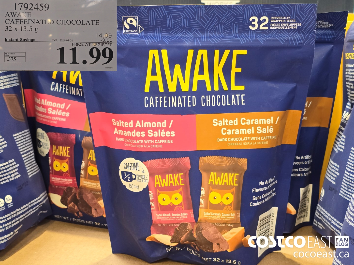 1792459 AWAKE CAFFEINATED CHOCOLATE 32 X 13.5 G ($3.00 INSTANT SAVINGS EXPIRES ON 2024-05-08) $11.99