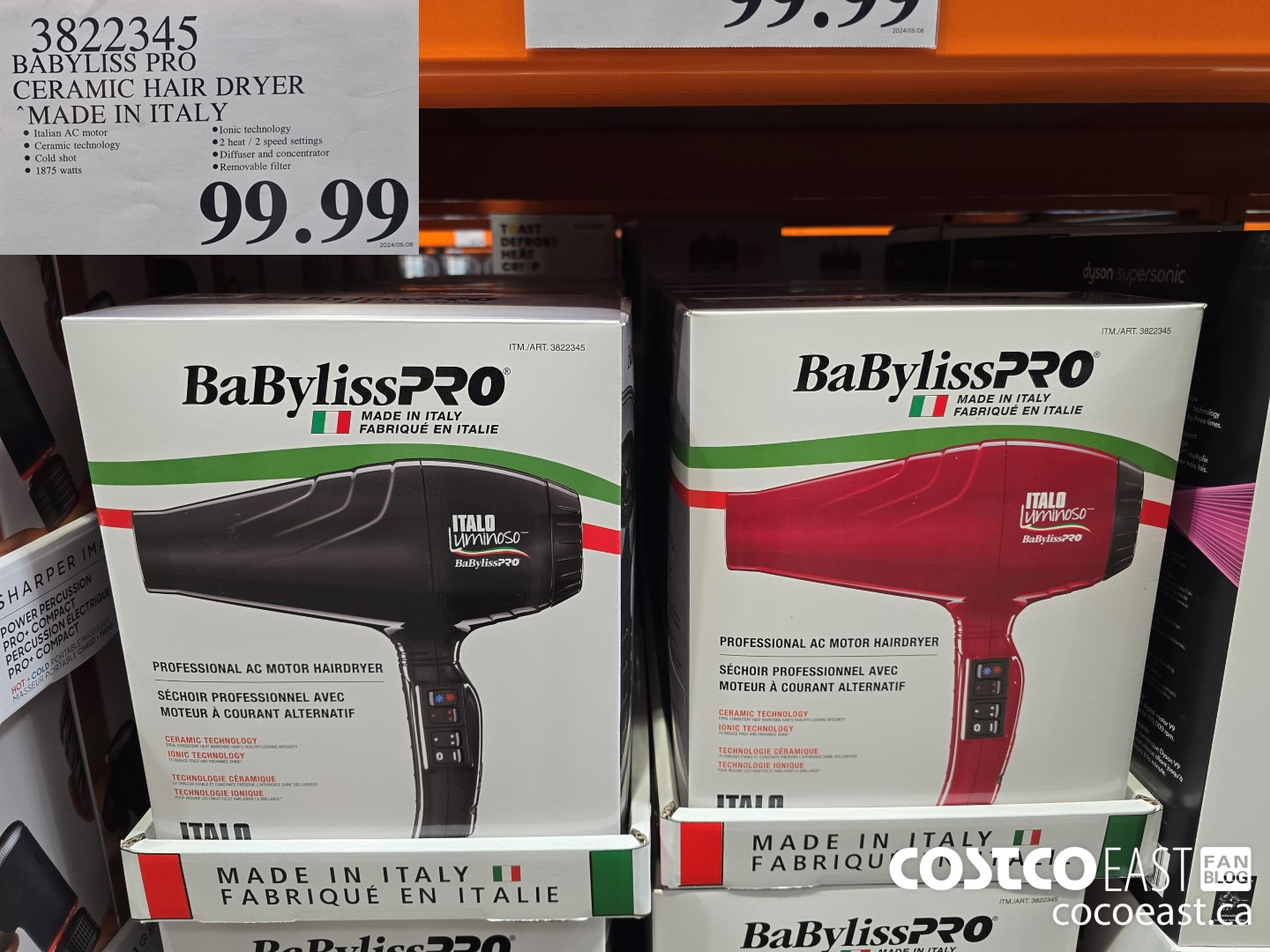 3822345 BABYLISS PRO CERAMIC HAIR DRYER MADE IN ITALY $99.99