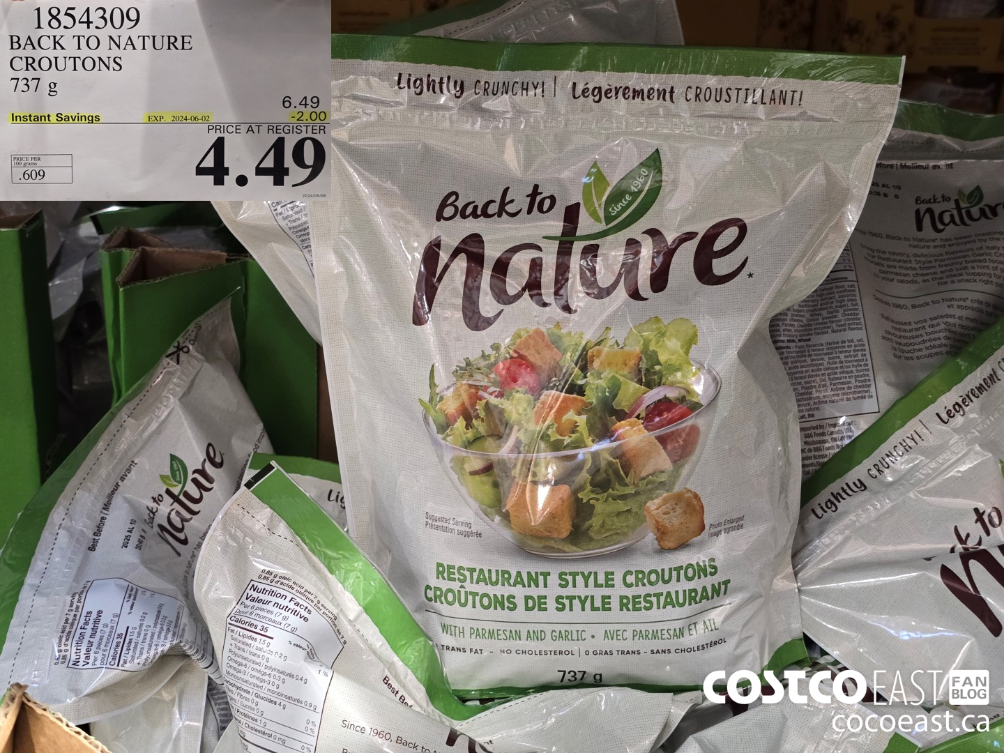 1854309 BACK TO NATURE CROUTONS 737 G ($2.00 INSTANT SAVINGS EXPIRES ON 2024-06-02) $4.49