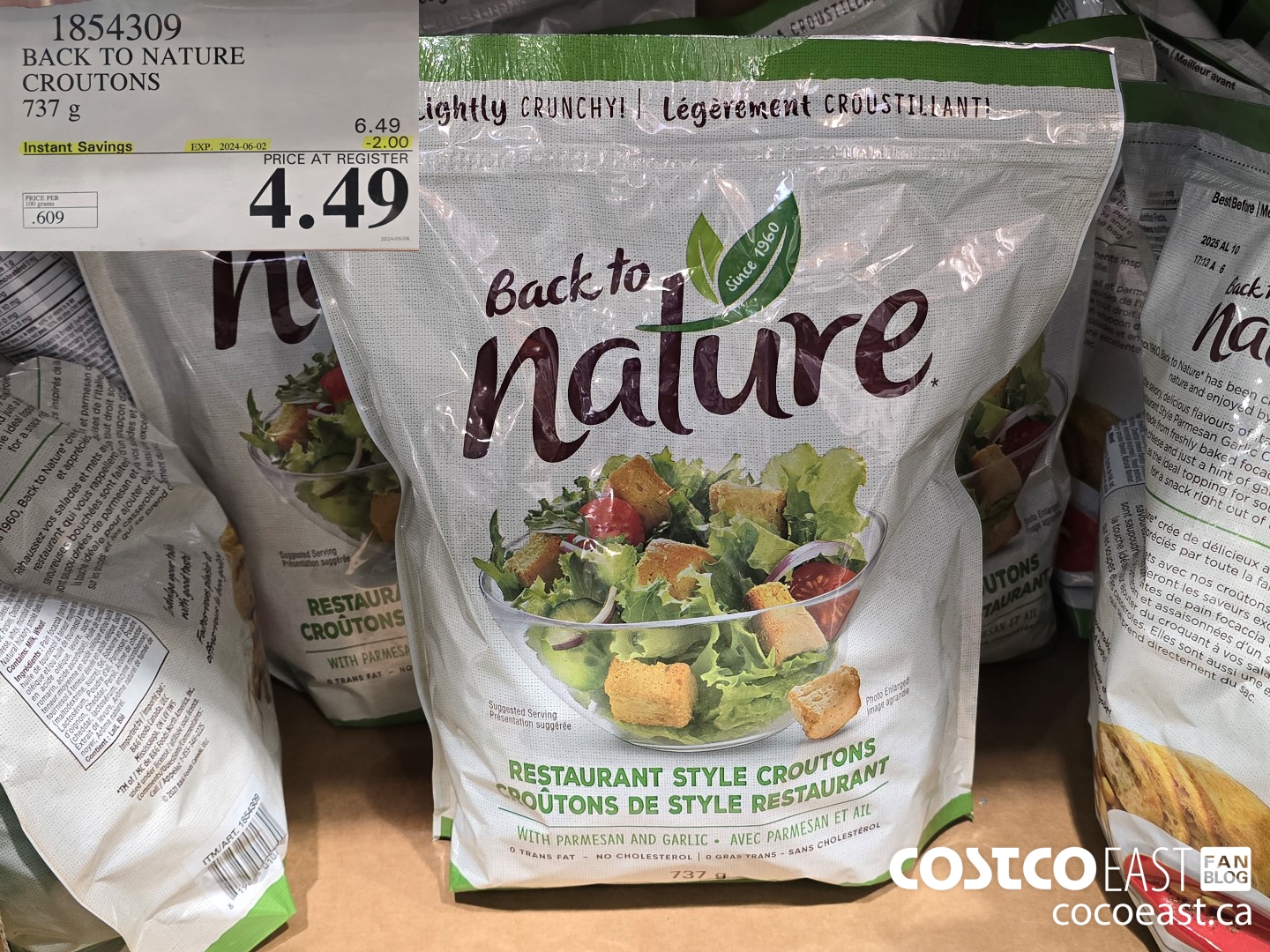 1854309 BACK TO NATURE CROUTONS 737 G ($2.00 INSTANT SAVINGS EXPIRES ON 2024-06-02) $4.49