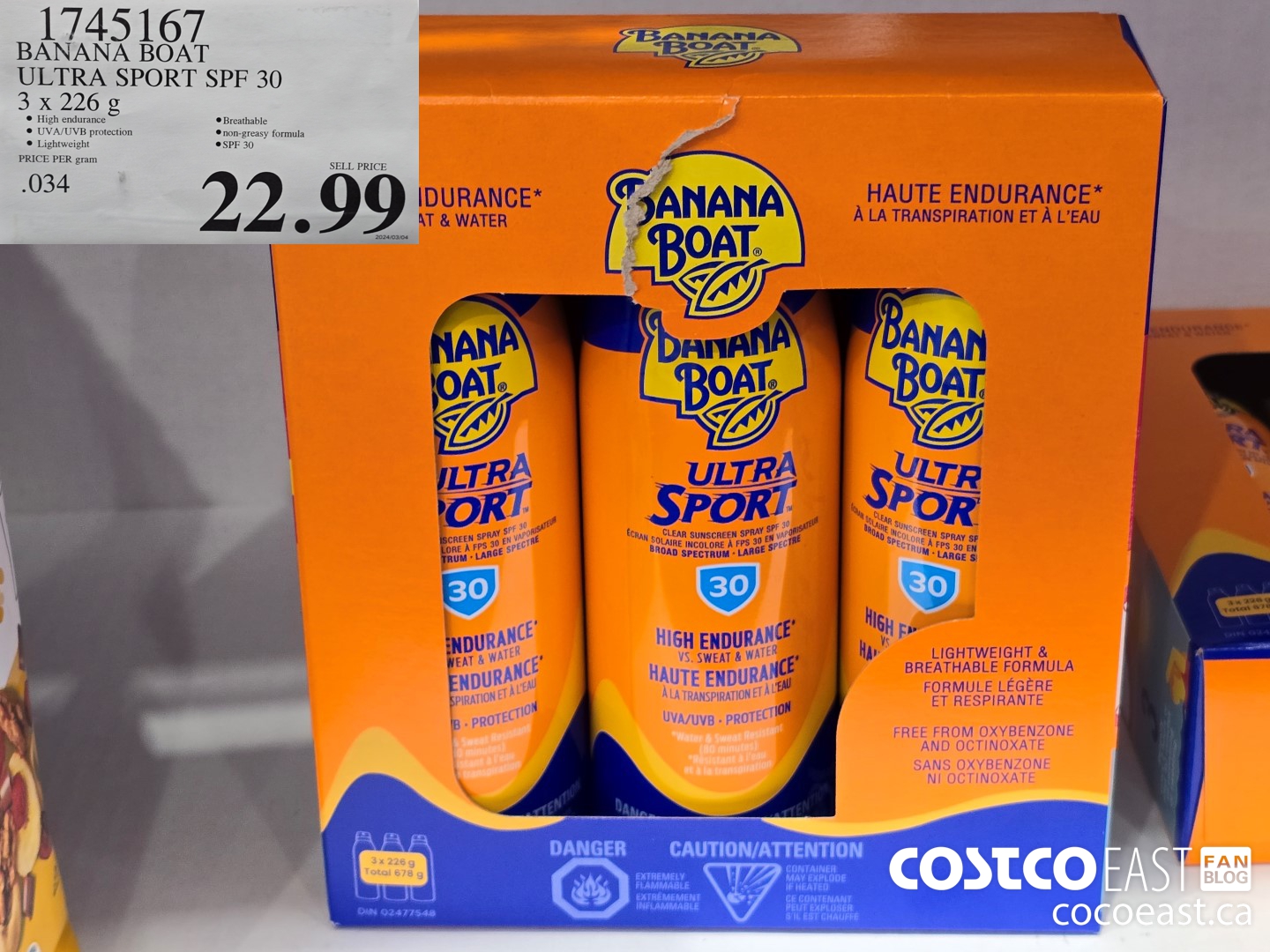 1745167 BANANA BOAT ULTRA SPORT SPF 30 3 X 226 G $22.99