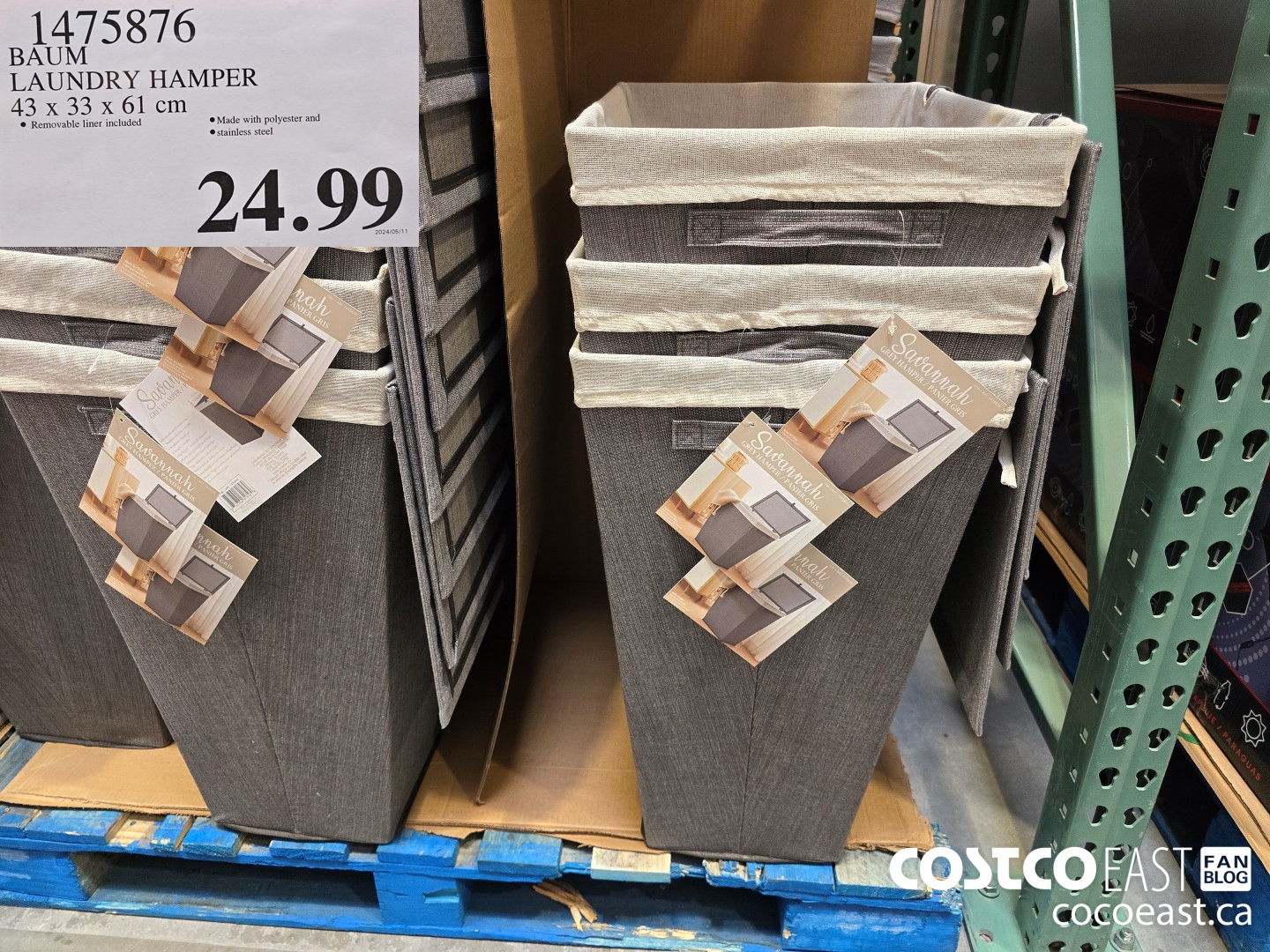 1475876 BAUM LAUNDRY HAMPER 43 x 33 x 61 cm $24.99