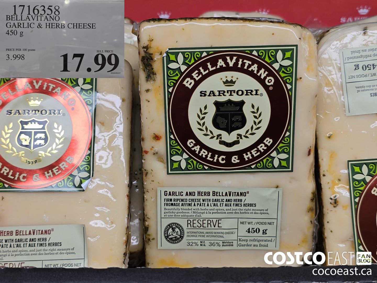 1716358 BELLAVITANO GARLIC & HERB CHEESE 450 g $17.99