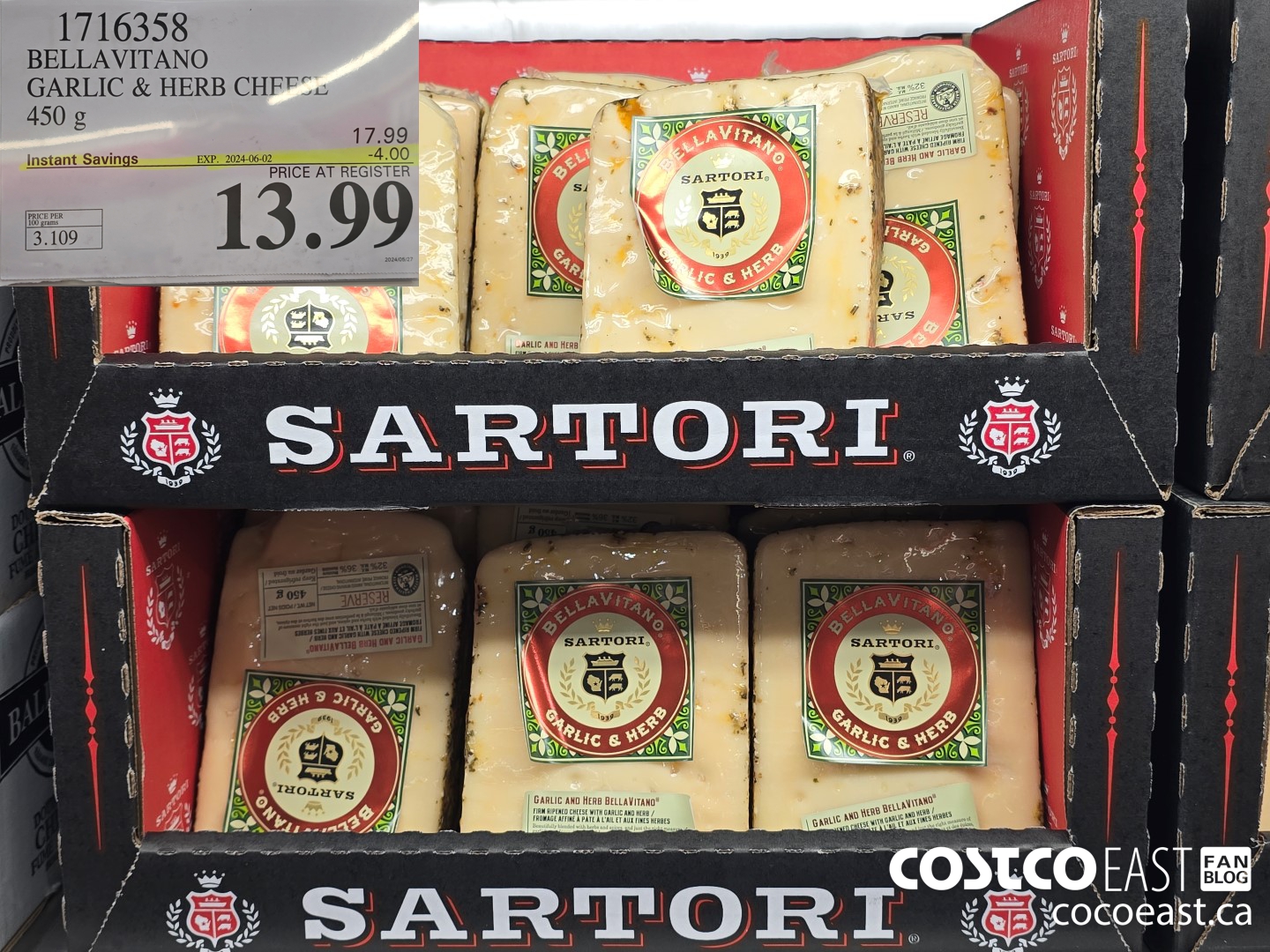 1716358 BELLAVITANO GARLIC & HERB CHEESE 450 g ($4.00 INSTANT SAVINGS EXPIRES ON 2024-06-02) $13.99