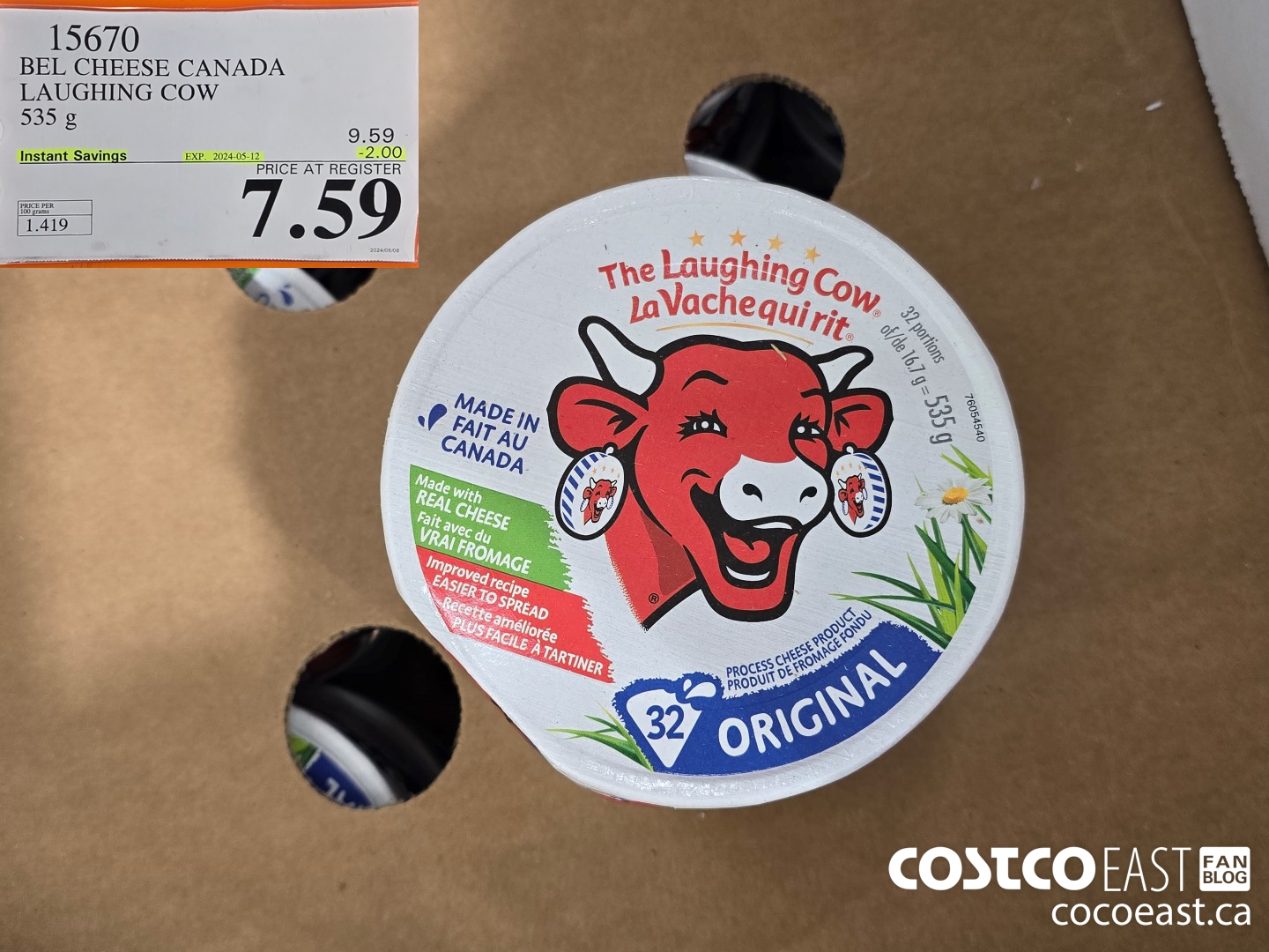 15670 BEL CHEESE CANADA LAUGHING COW 535 G ($2.00 INSTANT SAVINGS EXPIRES ON 2024-05-12) $7.59