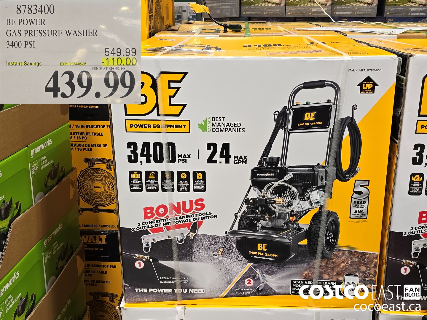 8783400 BE POWER GAS PRESSURE WASHER 3400 PSI ($110.00 INSTANT SAVINGS EXPIRES ON 2024-05-05) $439.99