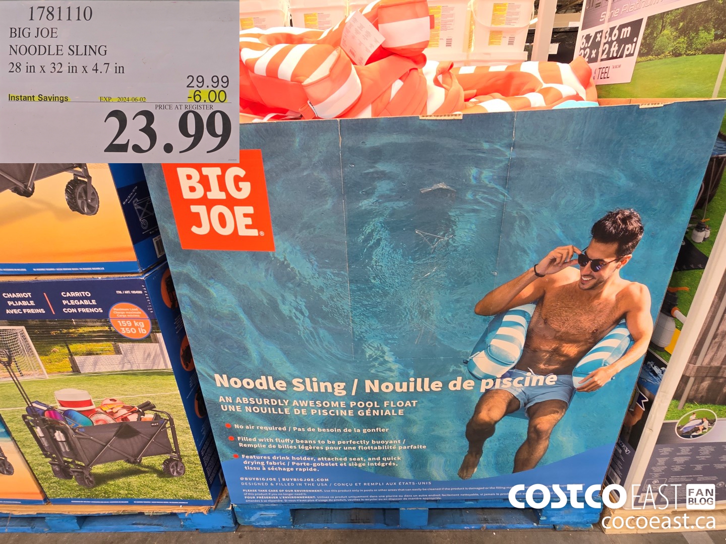 1781110 BIG JOE NOODLE SLING 23 IN X 32 X 4.7 IN ($6.00 INSTANT SAVINGS EXPIRES ON 2024-06-02) $23.99