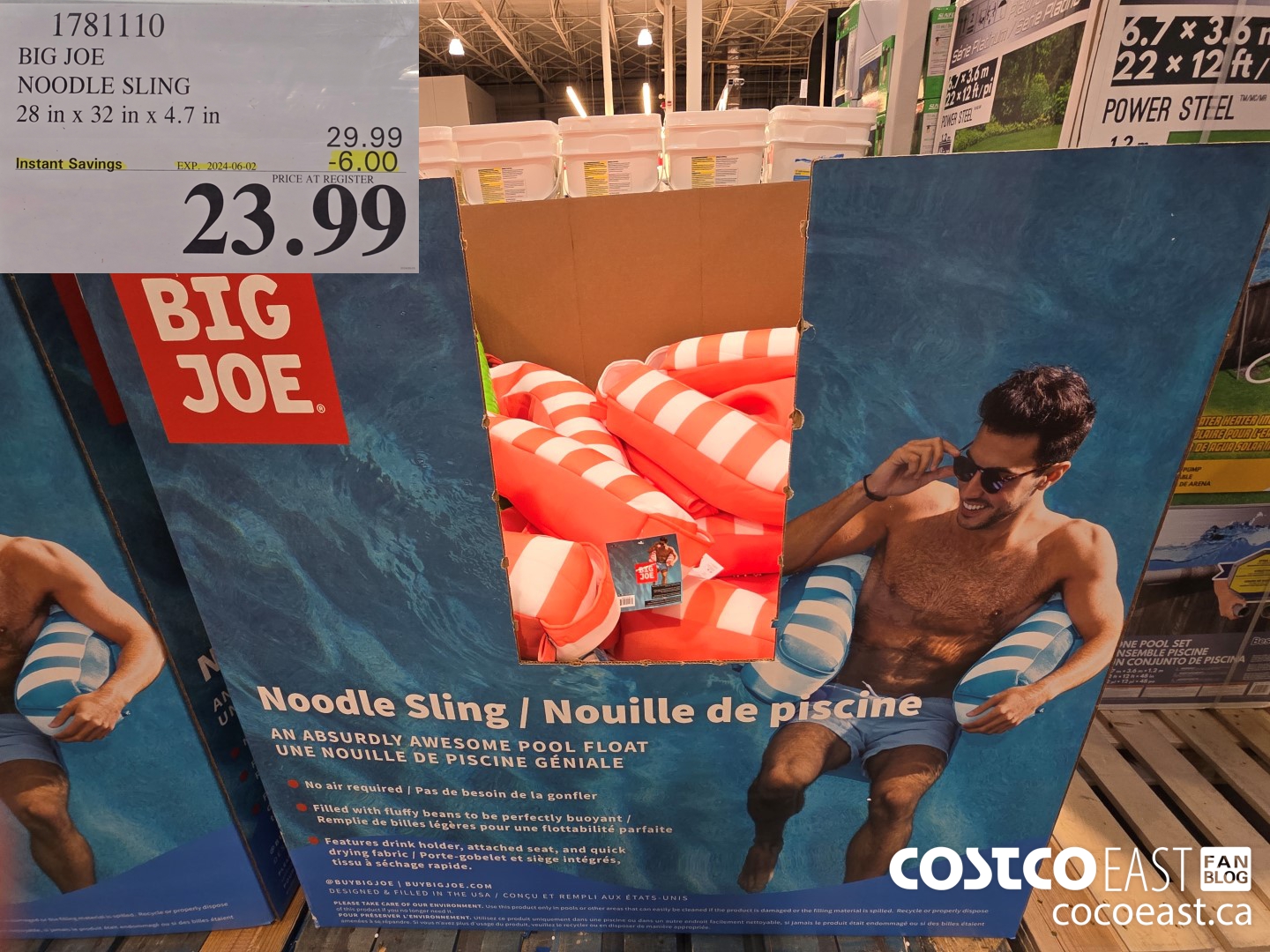 1781110 BIG JOE NOODLE SLING 23 IN X 32 X 4.7 IN ($6.00 INSTANT SAVINGS EXPIRES ON 2024-06-02) $23.99