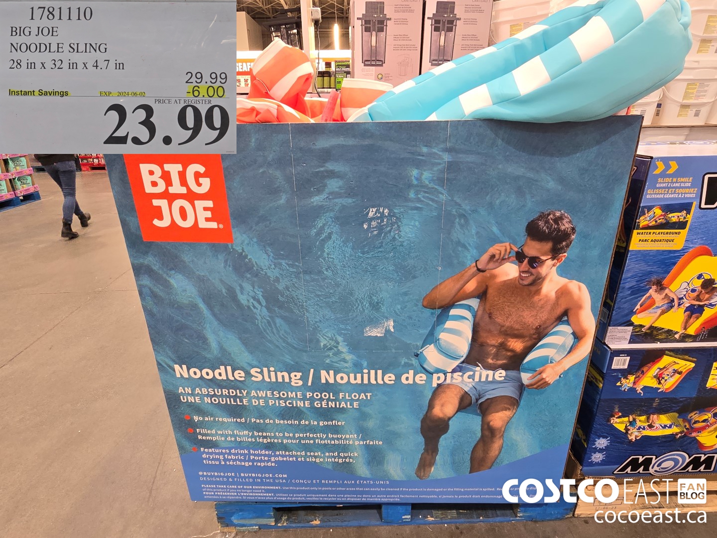 1781110 BIG JOE NOODLE SLING 23 IN X 32 X 4.7 IN ($6.00 INSTANT SAVINGS EXPIRES ON 2024-06-02) $23.99