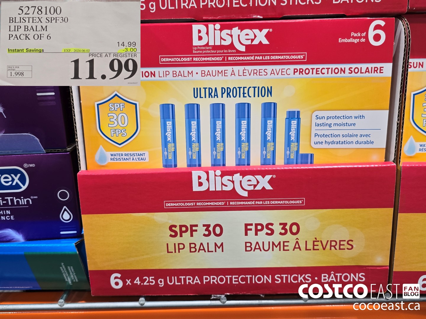 5278100 BLISTEX SPF30 LIP BALM PACK OF 6 ($3.00 INSTANT SAVINGS EXPIRES ON 2024-06-02) $11.99