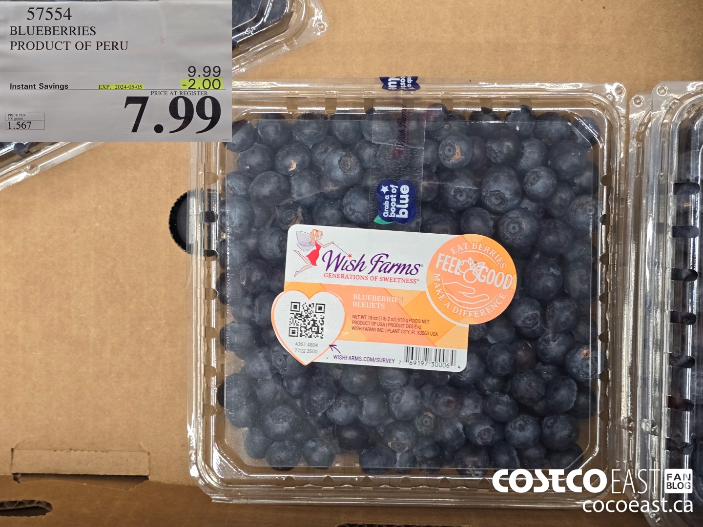 57554 BLUEBERRIES PRODUCT OF PERU ($2.00 INSTANT SAVINGS EXPIRES ON 2024-05-05) $7.99