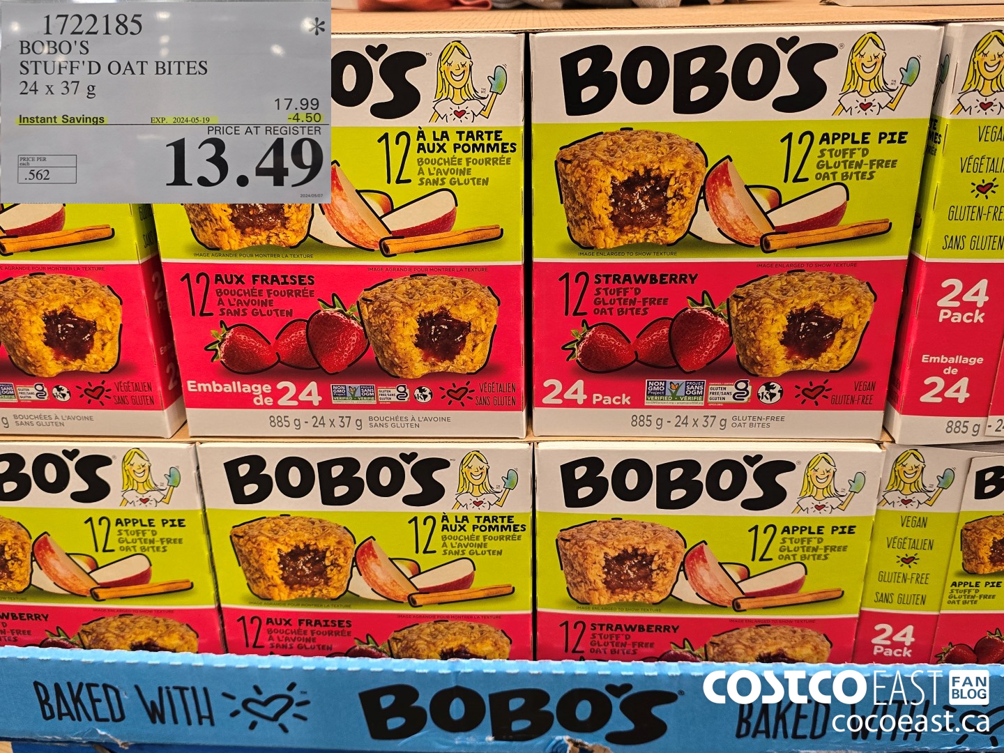 1722185 BOBO'S STUFF'D OAT BITES 24 x 37g ($4.50 INSTANT SAVINGS EXPIRES ON 2024-05-19) $13.49