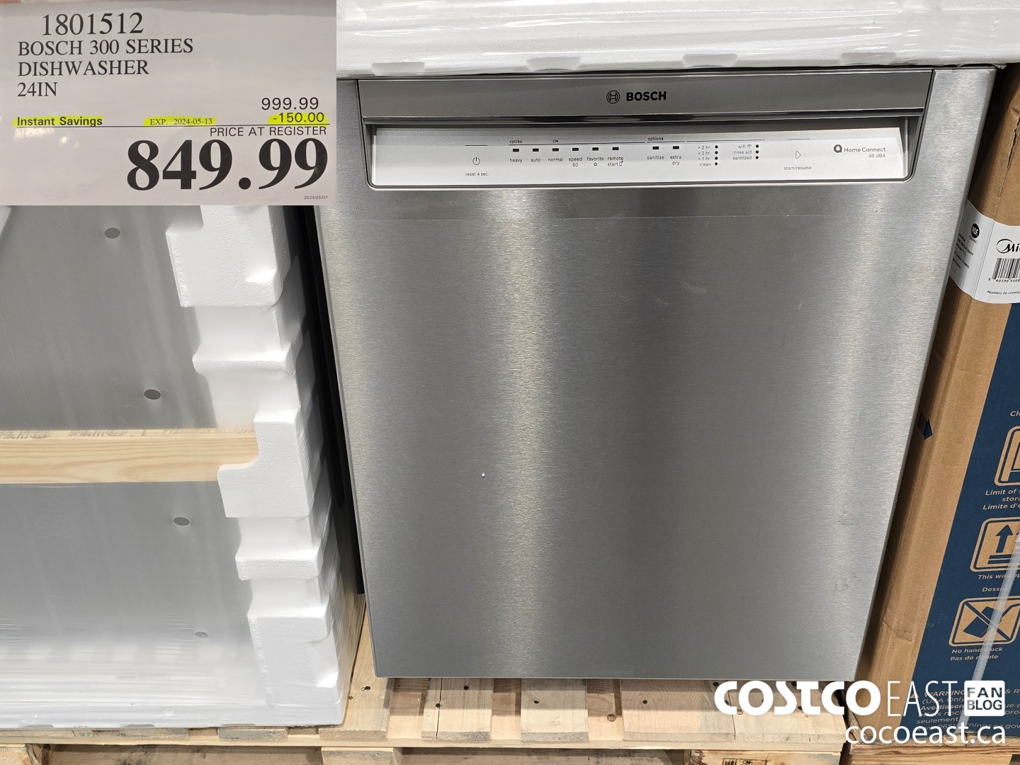 1801512 BOSCH 300 SERIES DISHWASHER 24IN ($150.00 INSTANT SAVINGS EXPIRES ON 2024-05-13) $849.99