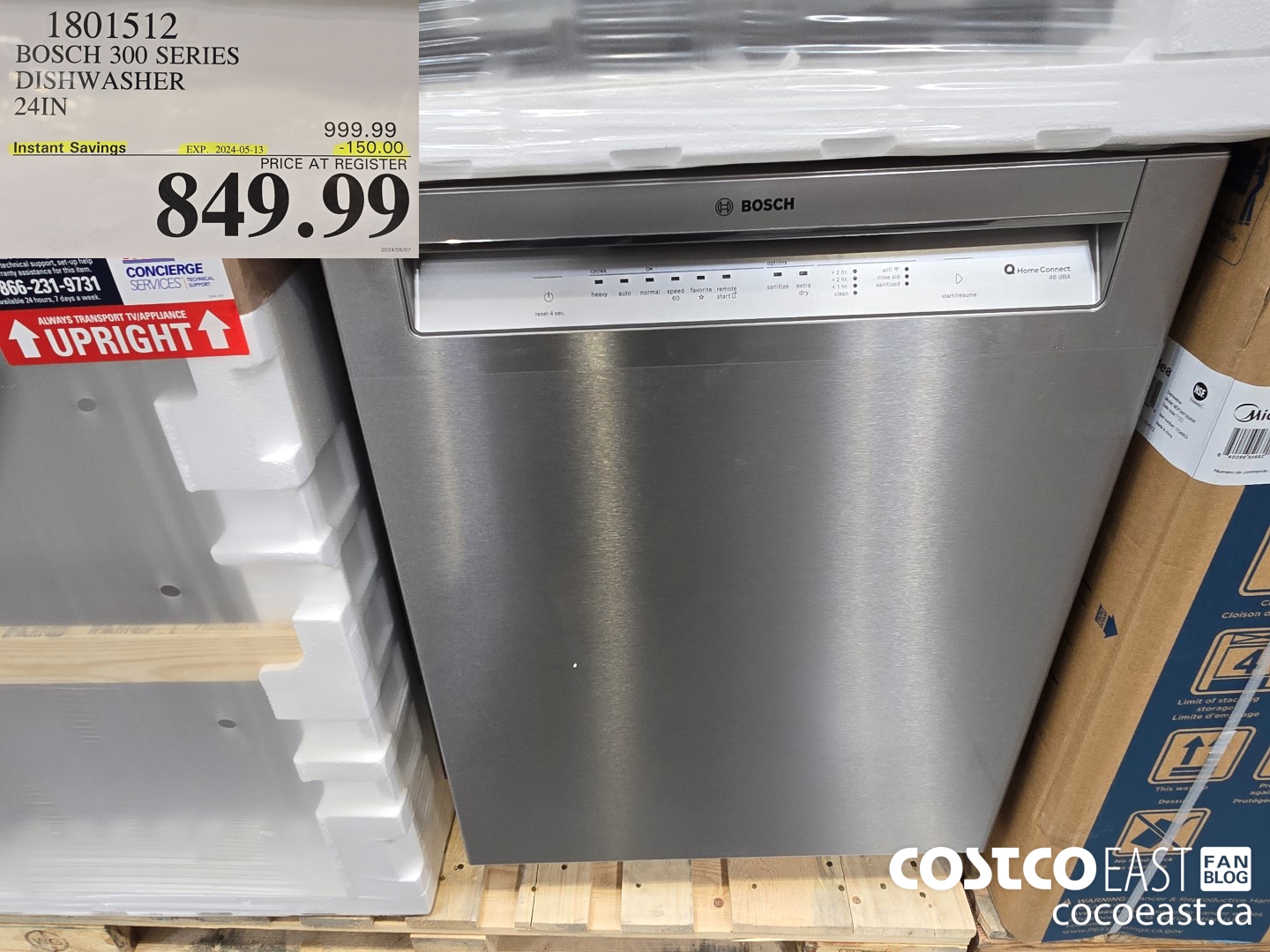 1801512 BOSCH 300 SERIES DISHWASHER 24IN ($150.00 INSTANT SAVINGS EXPIRES ON 2024-05-13) $849.99