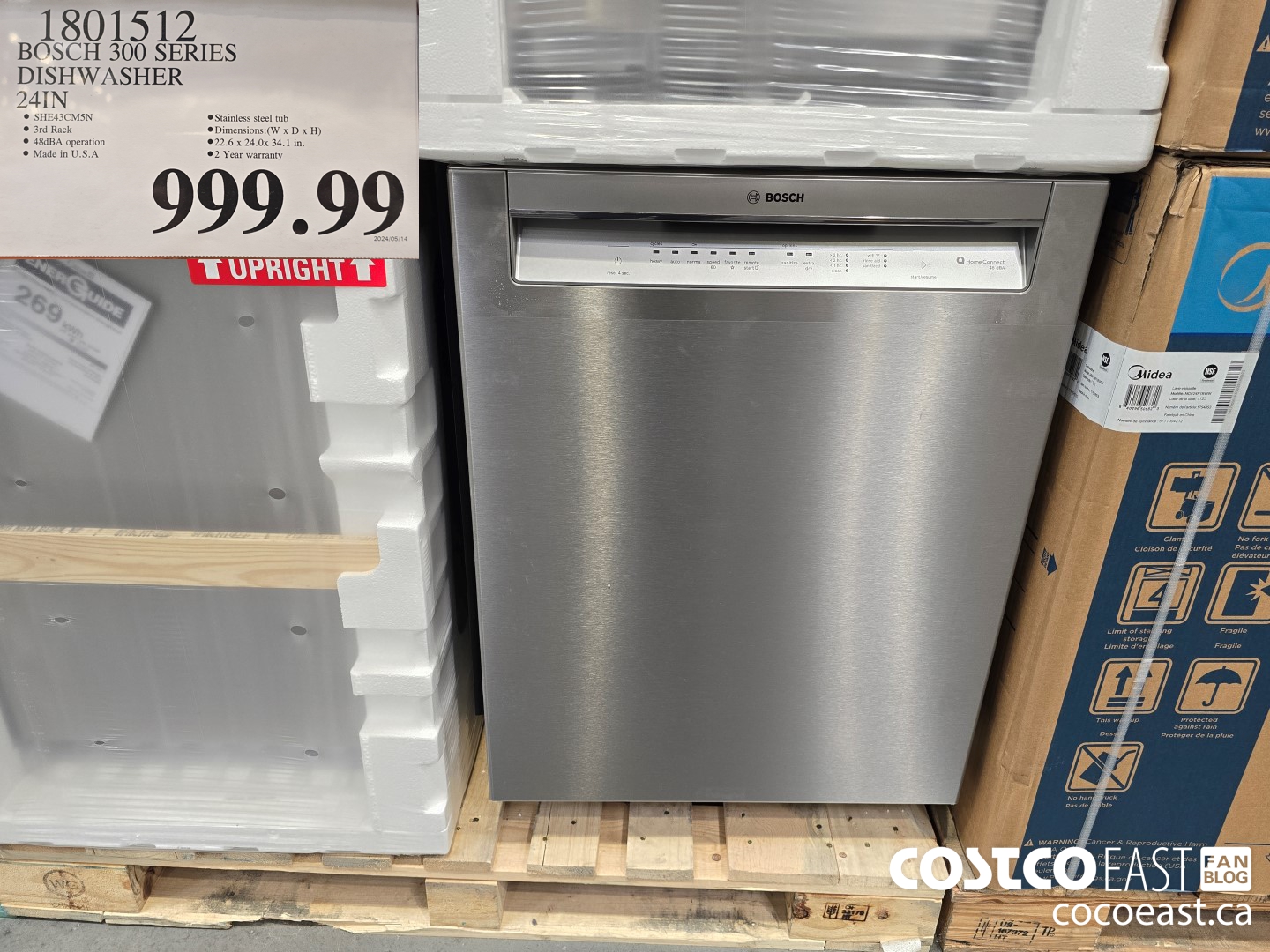 1801512 BOSCH 300 SERIES DISHWASHER 24IN $999.99