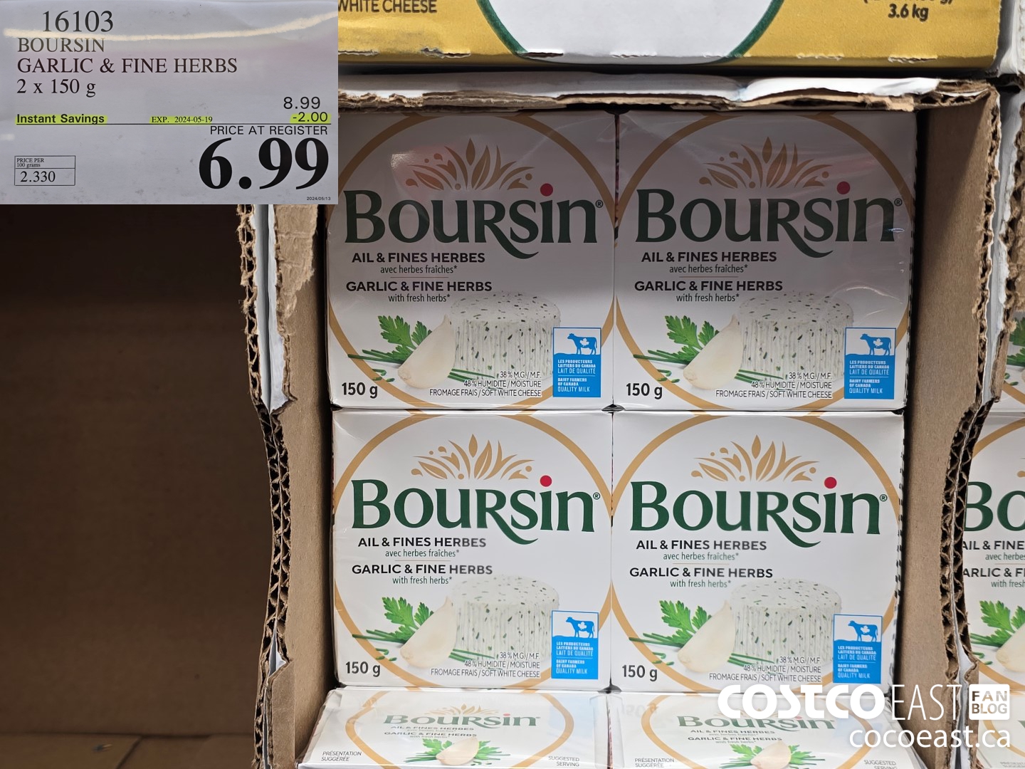 16103 BOURSIN GARLIC & FINE HERBS 2 X 150 G ($2.00 INSTANT SAVINGS EXPIRES ON 2024-05-19) $6.99